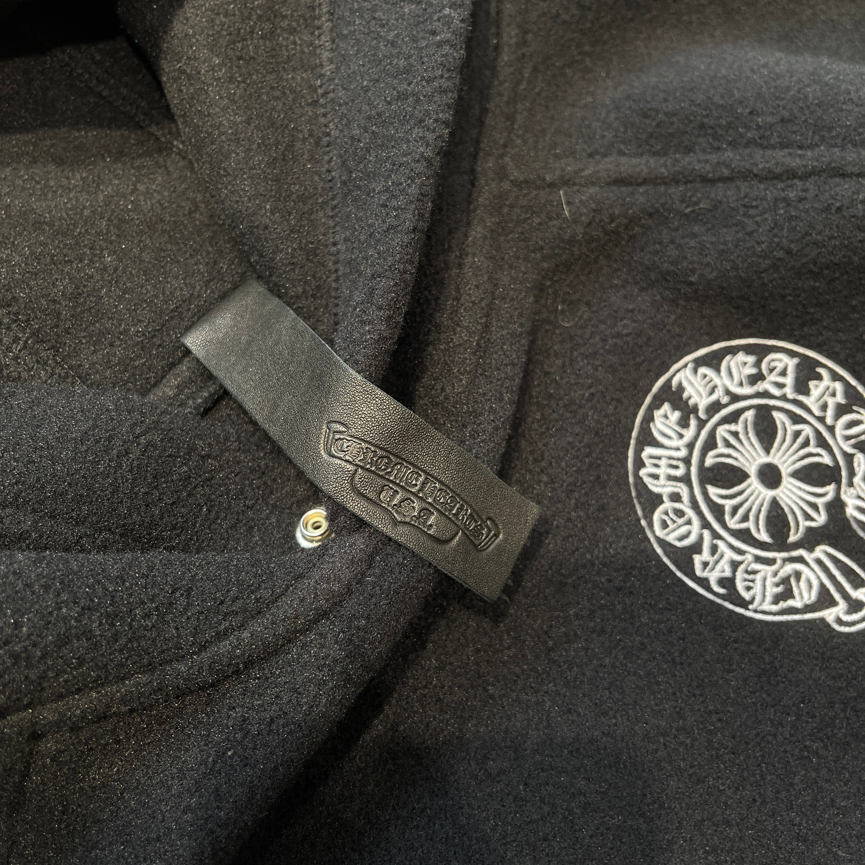 CHROME HEARTS Y NOT Horseshoe Embroidery Fleece Pullover Hoodie Size XL クロムハーツ ワイノット ホースシュー刺繍 フリース プルオーバーフーディー サイズXL