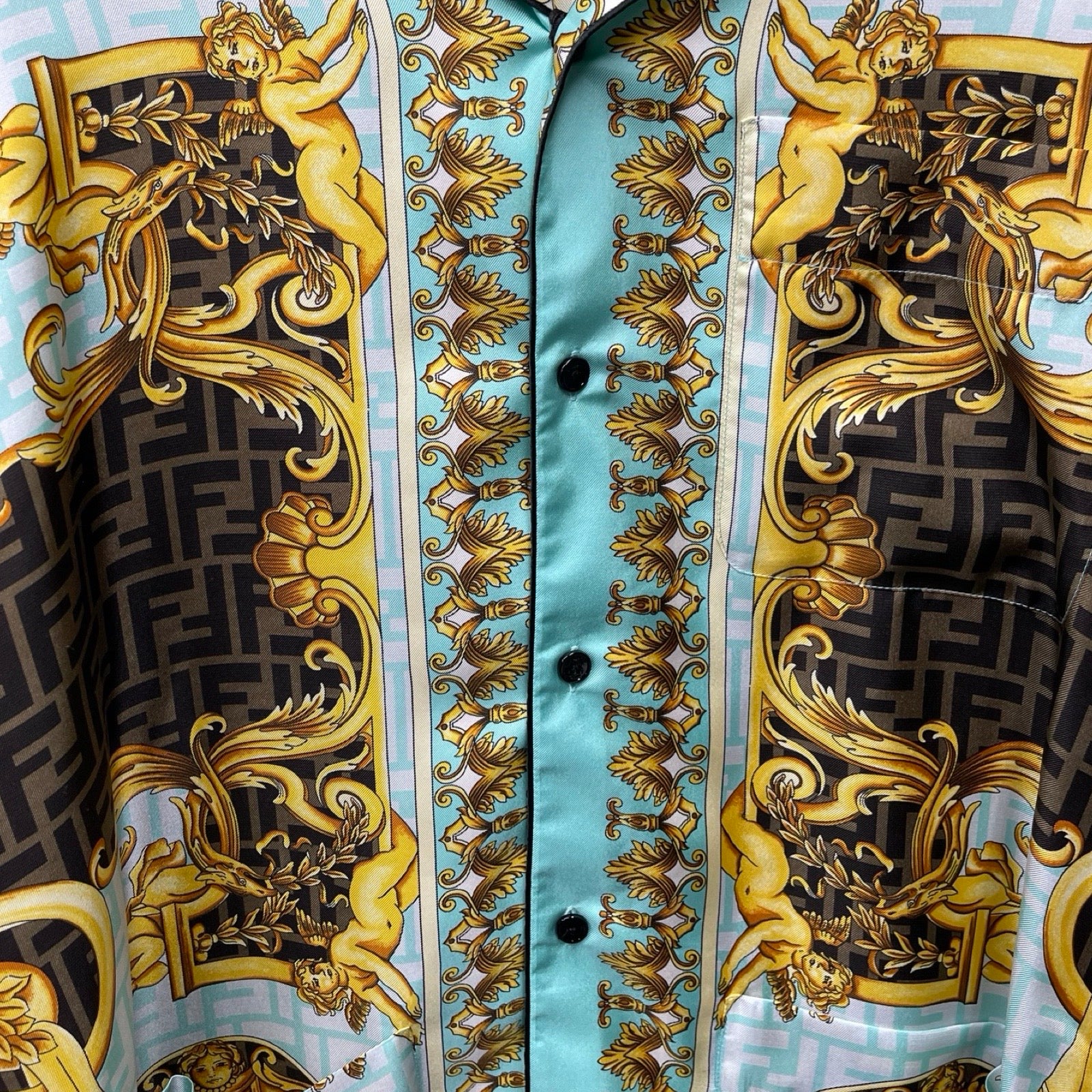 FENDI×VERSACE 2022SS Fendace Baroque Silk Shirt 1A03718 5V03 Size 4