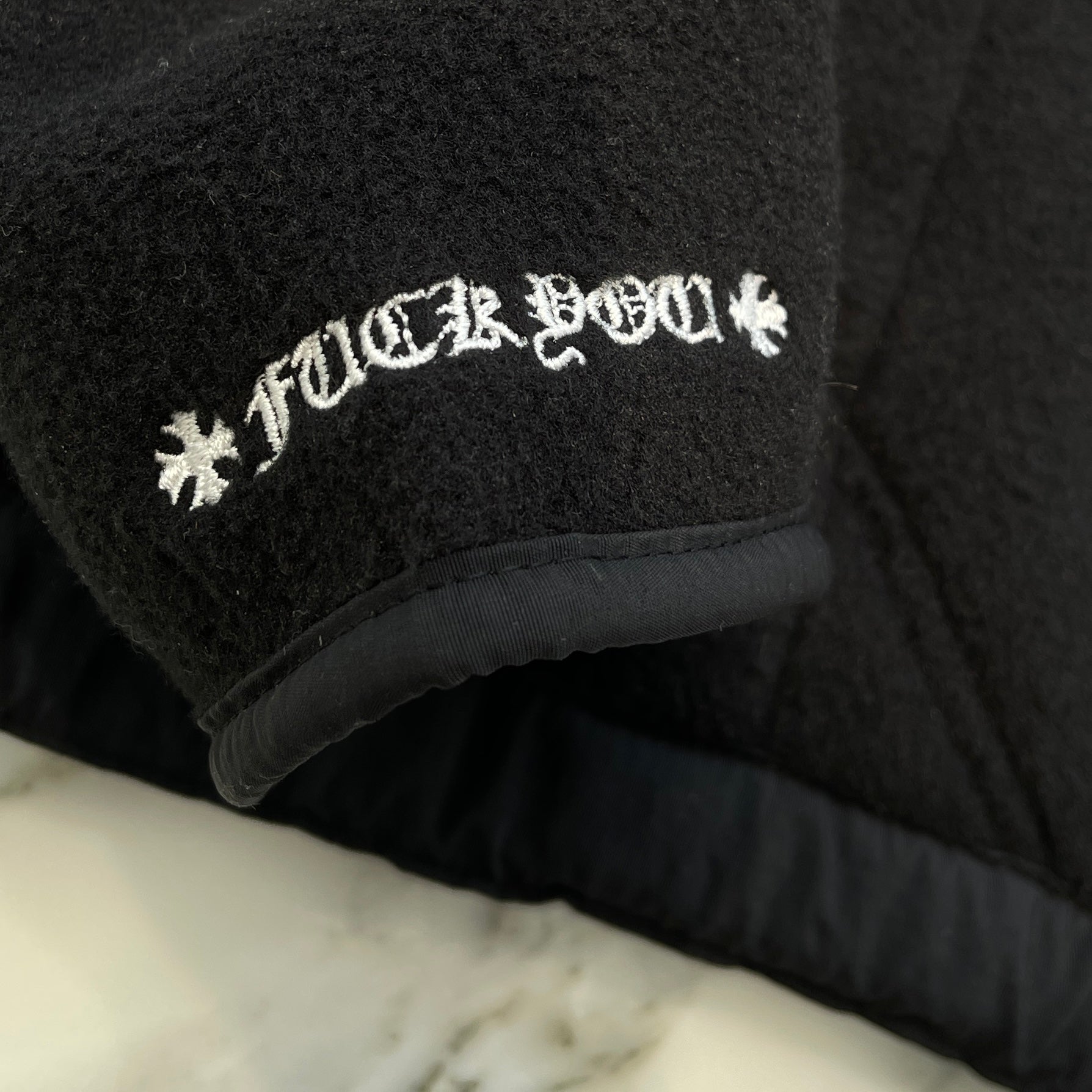 CHROME HEARTS Y NOT Horseshoe Embroidery Fleece Pullover Hoodie Size XL クロムハーツ ワイノット ホースシュー刺繍 フリース プルオーバーフーディー サイズXL