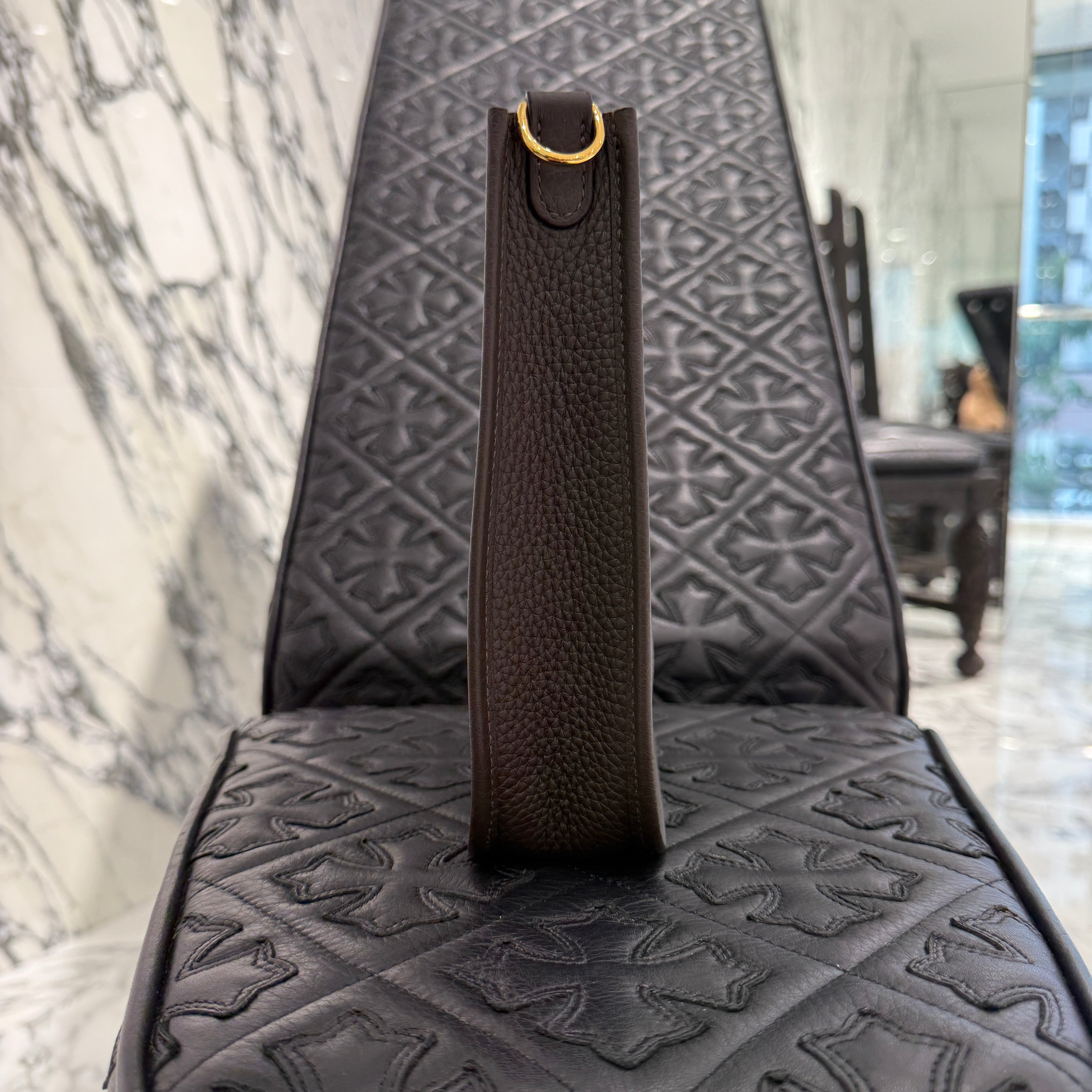 HERMES Evelyn Amazon TPM "Rouge Serie" W刻印 エルメス エブリン アマゾン TPM "ルージュセリエ" レザーショルダーバッグ