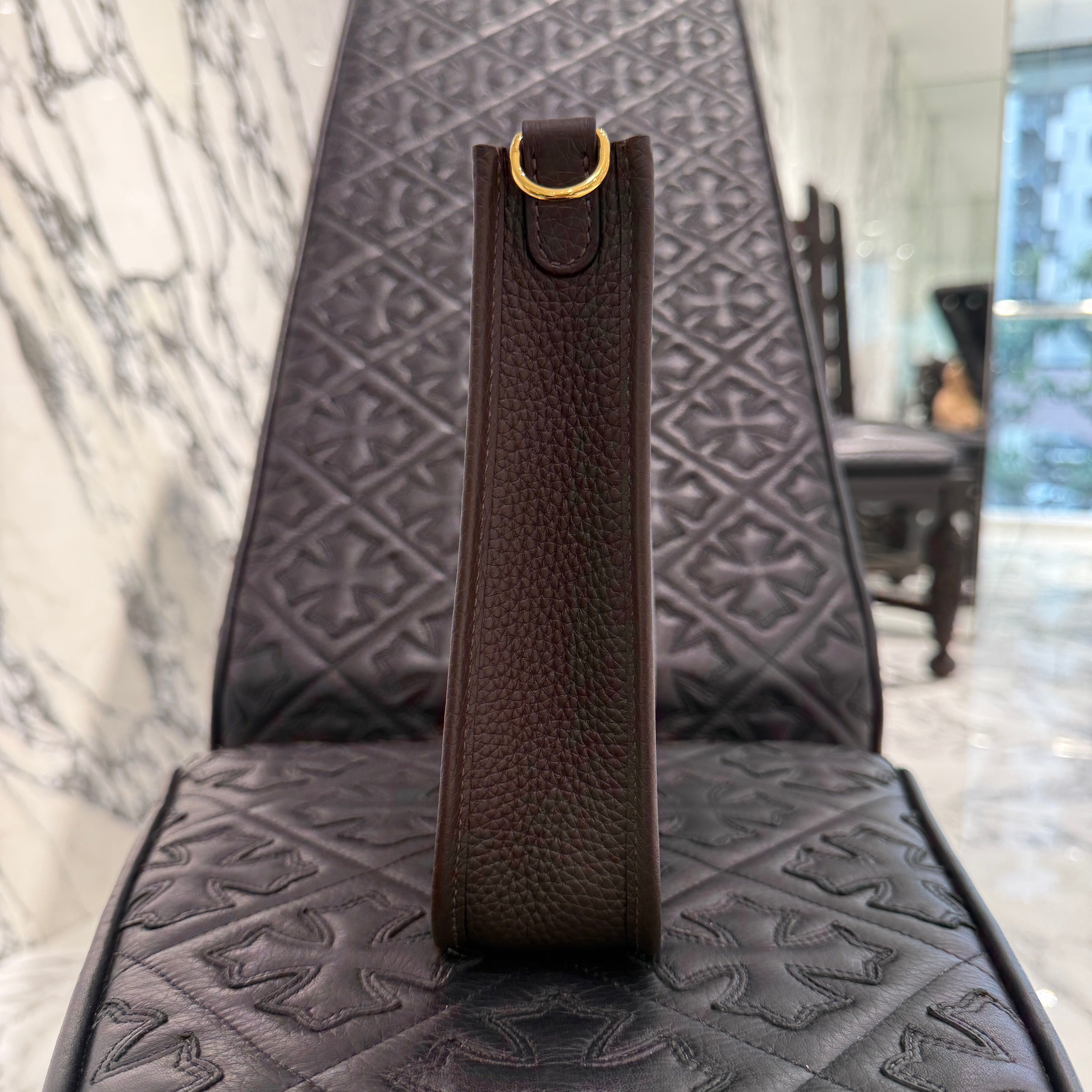 HERMES Evelyn Amazon TPM "Rouge Serie" W刻印 エルメス エブリン アマゾン TPM "ルージュセリエ" レザーショルダーバッグ