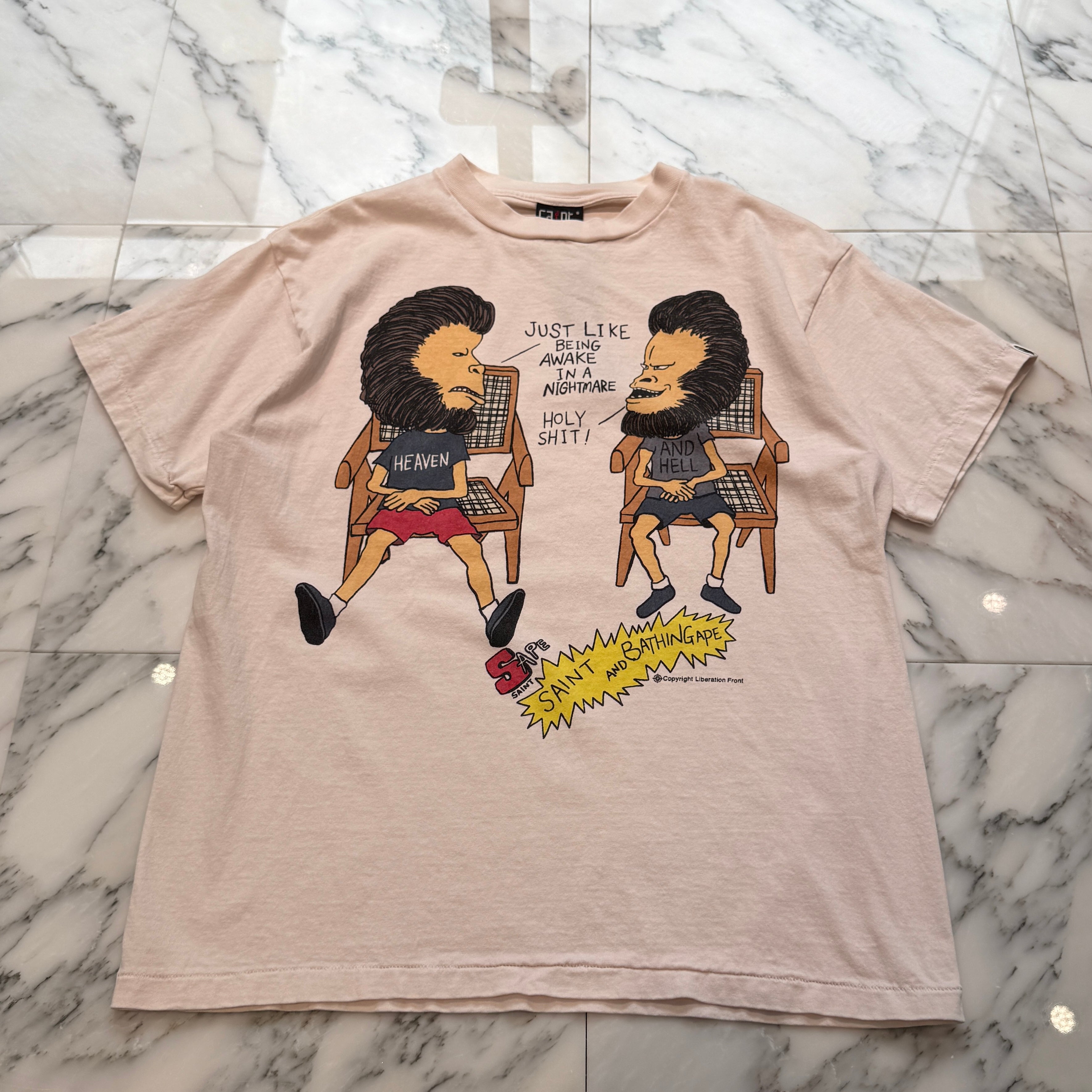 SAINT Mxxxxxx × A BATHING APE 2023SS HEAVEN & HELL Tee SM-S23-0000-110 Size S セントマイケル×ア ベイシング エイプ ヘブン＆ヘル Tシャツ サイズS