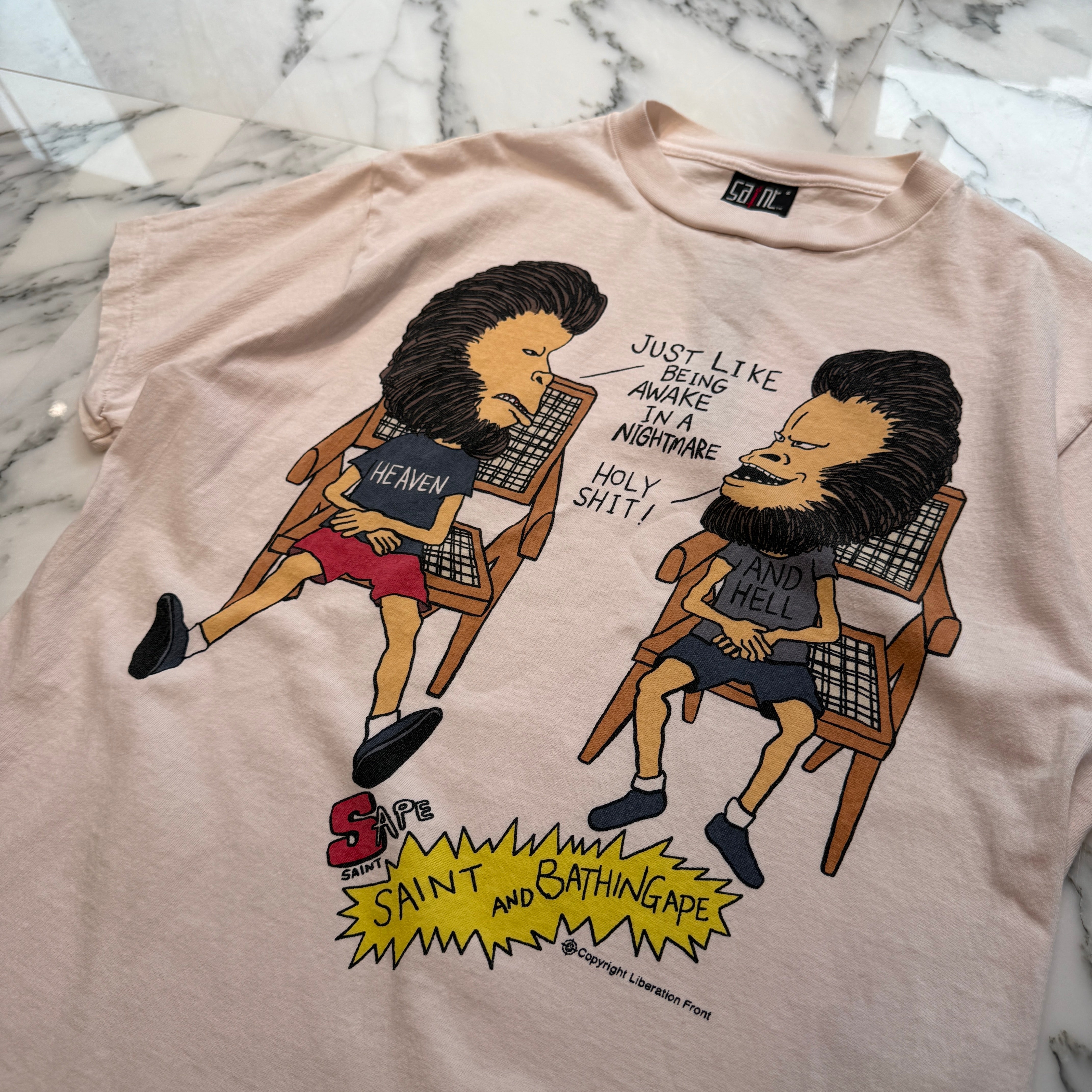 SAINT Mxxxxxx × A BATHING APE 2023SS HEAVEN & HELL Tee SM-S23-0000-110 Size S セントマイケル×ア ベイシング エイプ ヘブン＆ヘル Tシャツ サイズS