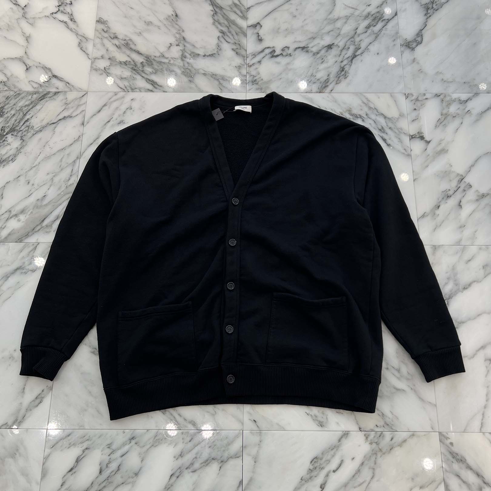 CELINE 2022SS Back Logo Print Cotton Fleece Cardigan 2Y672670Q Size M セリーヌ バックロゴプリント コットンフリースカーディガン サイズM