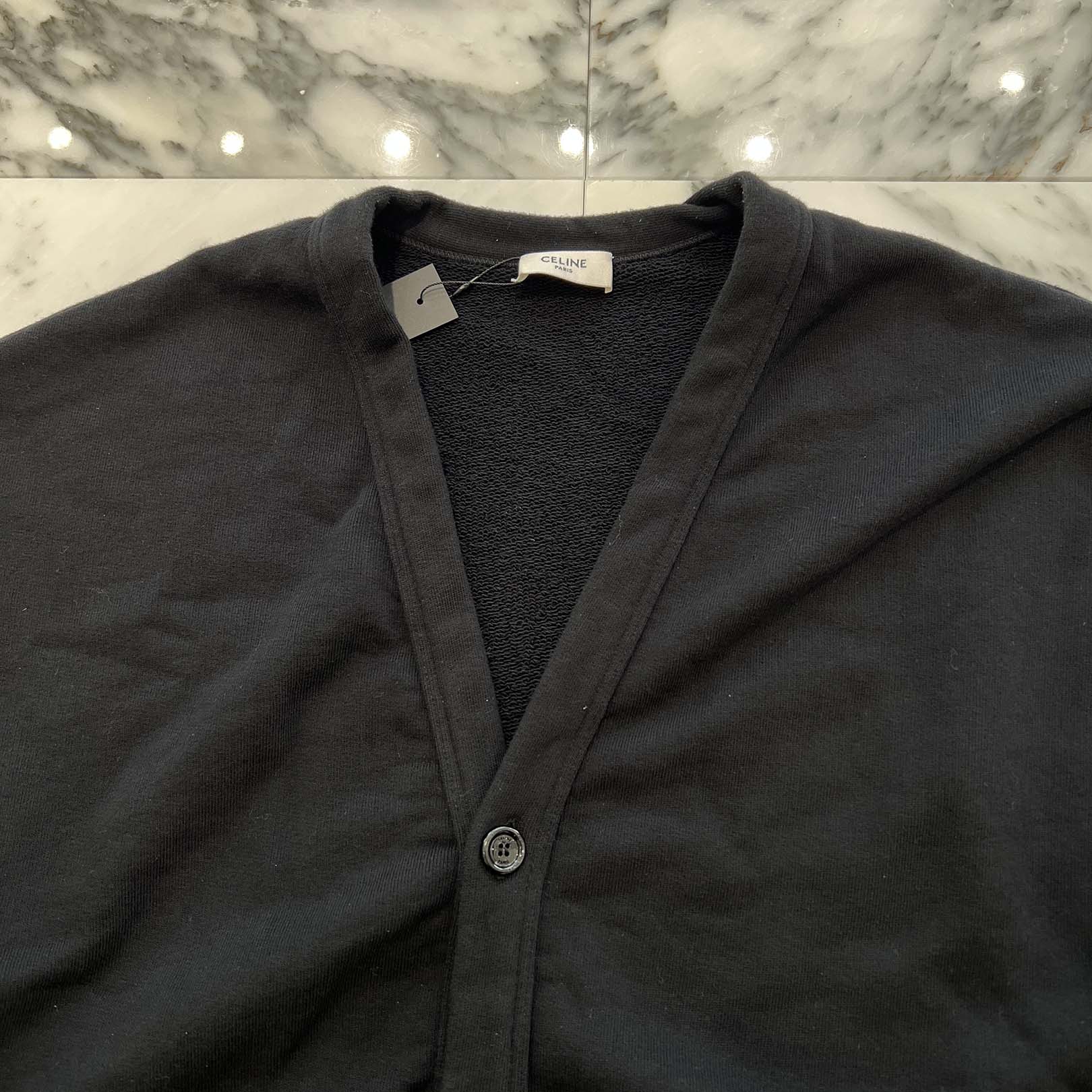 CELINE 2022SS Back Logo Print Cotton Fleece Cardigan 2Y672670Q Size M セリーヌ バックロゴプリント コットンフリースカーディガン サイズM