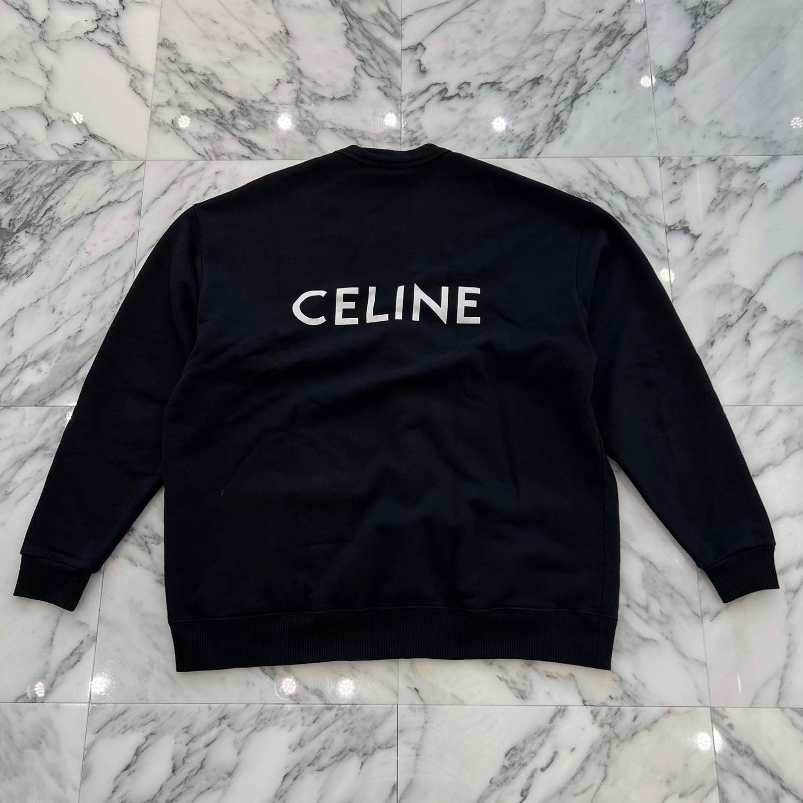 CELINE 2022SS Back Logo Print Cotton Fleece Cardigan 2Y672670Q Size M セリーヌ バックロゴプリント コットンフリースカーディガン サイズM
