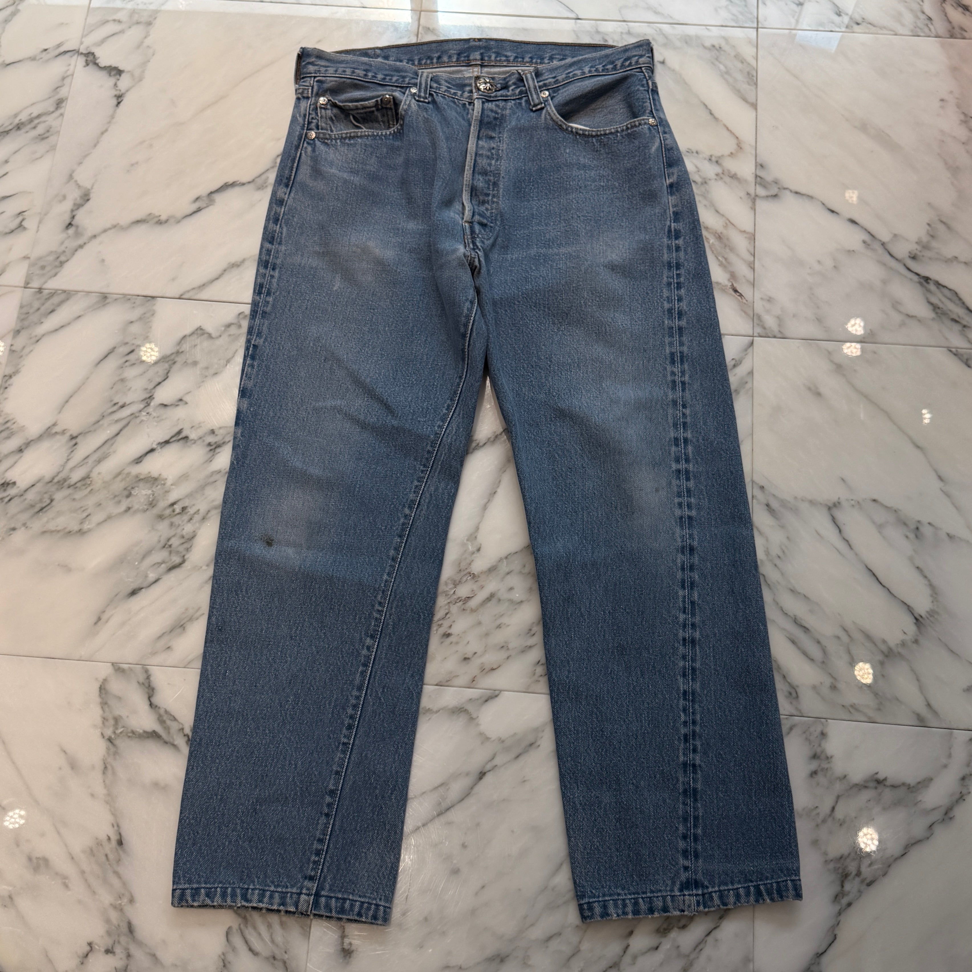 CHROME HEARTS × Levi's 501 VNTG Cross Ball Button Denim Pants Size 32 クロムハーツ × リーバイス 501 ヴィンテージ クロスボールボタン デニムパンツ サイズ32
