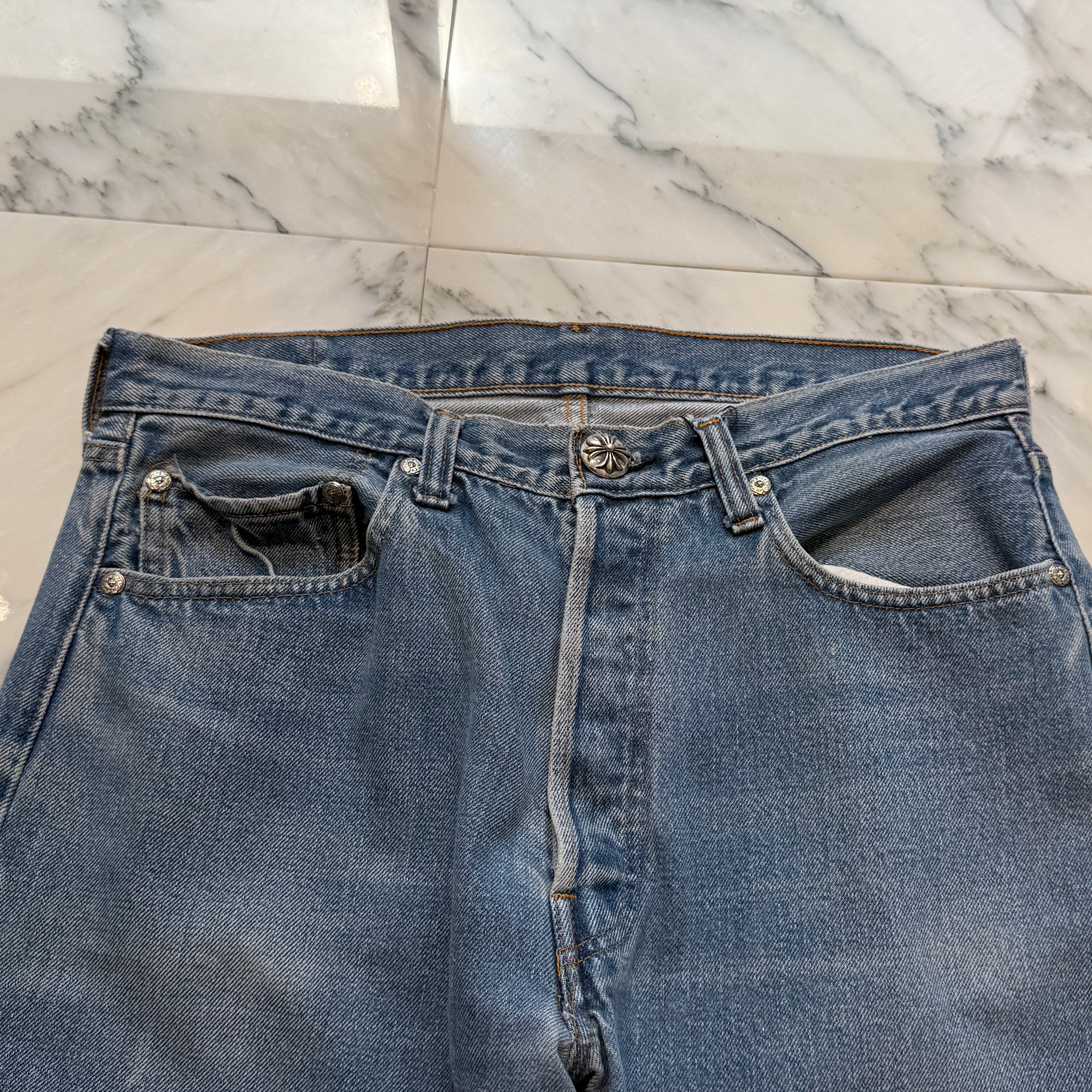 CHROME HEARTS × Levi's 501 VNTG Cross Ball Button Denim Pants Size 32 クロムハーツ × リーバイス 501 ヴィンテージ クロスボールボタン デニムパンツ サイズ32