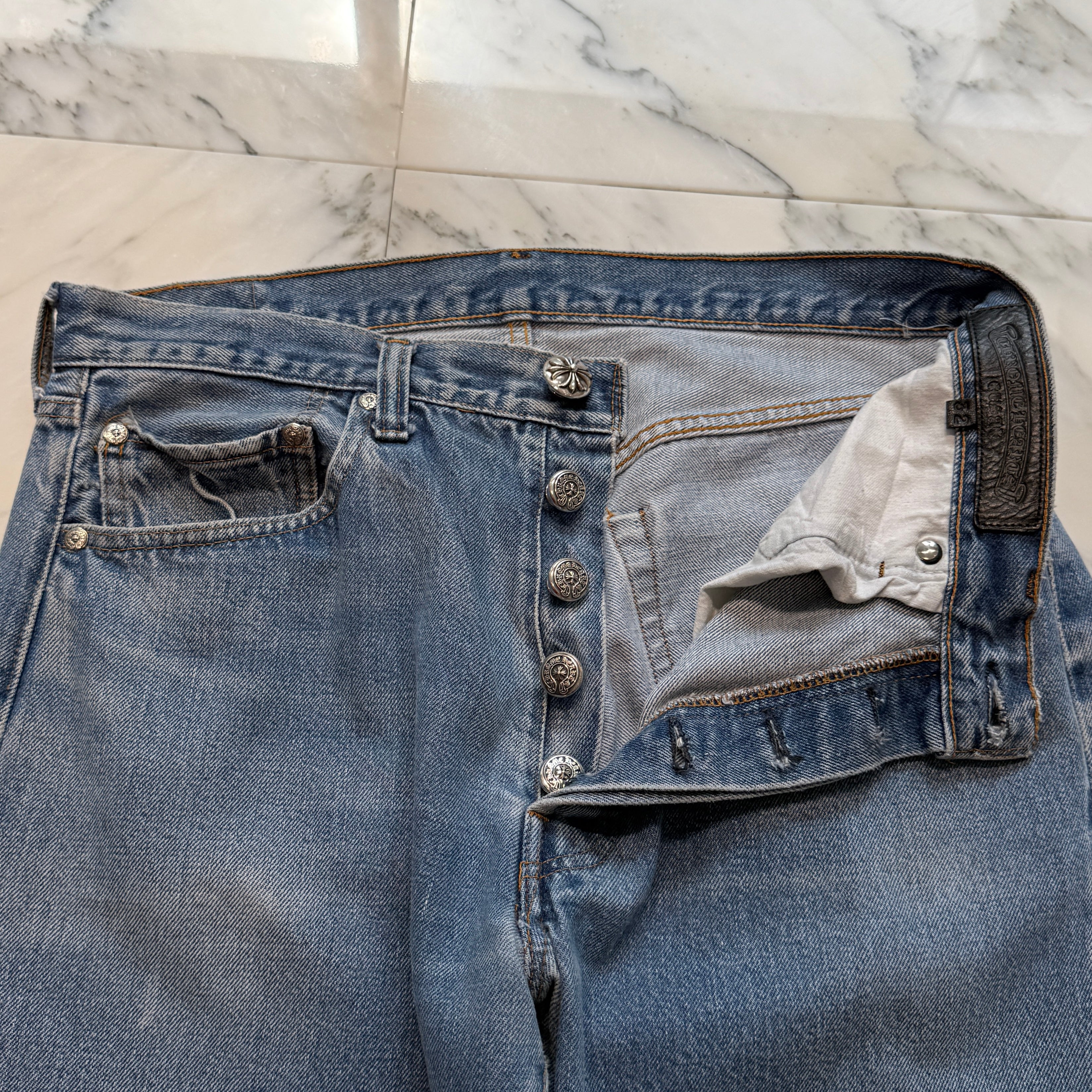 CHROME HEARTS × Levi's 501 VNTG Cross Ball Button Denim Pants Size 32 クロムハーツ × リーバイス 501 ヴィンテージ クロスボールボタン デニムパンツ サイズ32