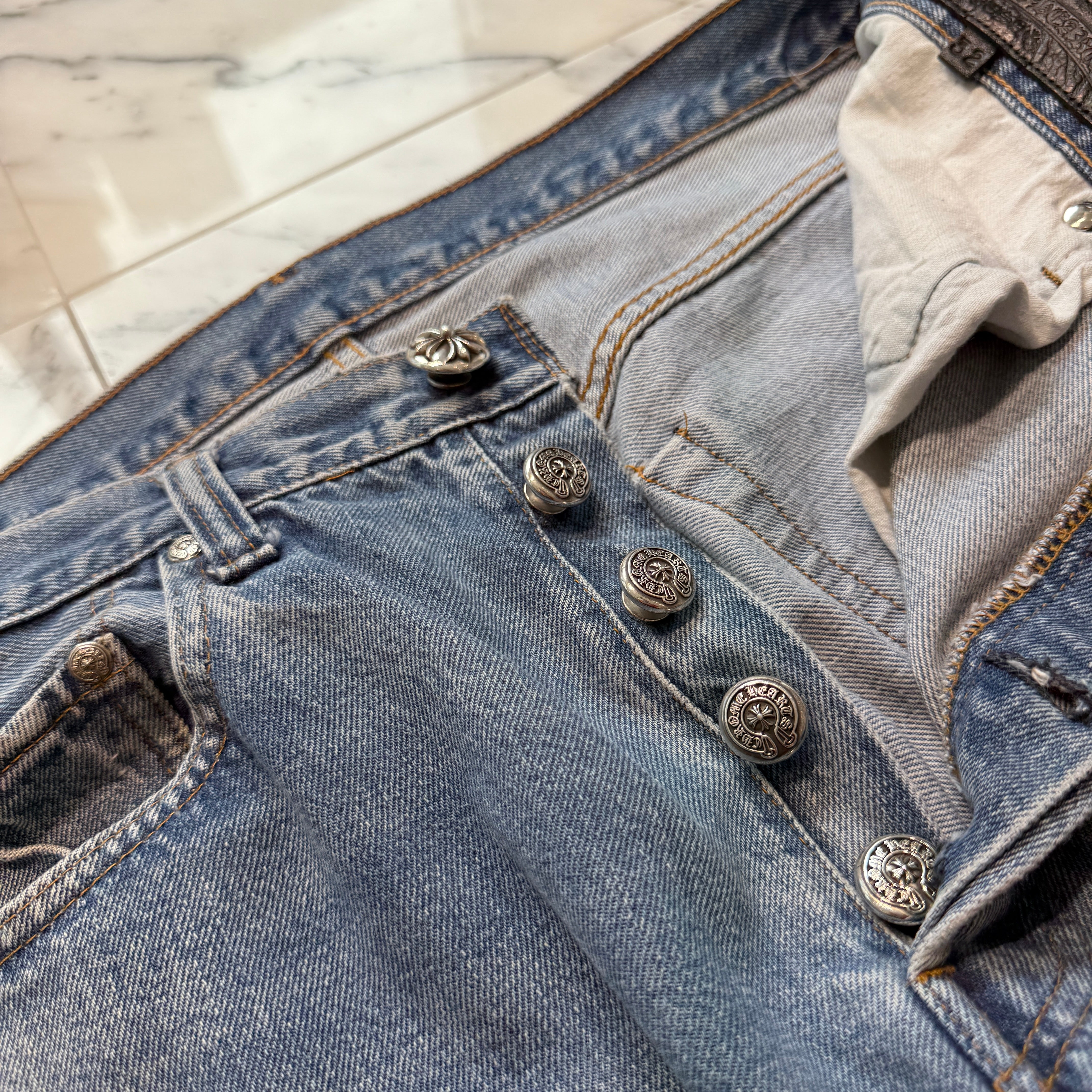 CHROME HEARTS × Levi's 501 VNTG Cross Ball Button Denim Pants Size 32 クロムハーツ × リーバイス 501 ヴィンテージ クロスボールボタン デニムパンツ サイズ32