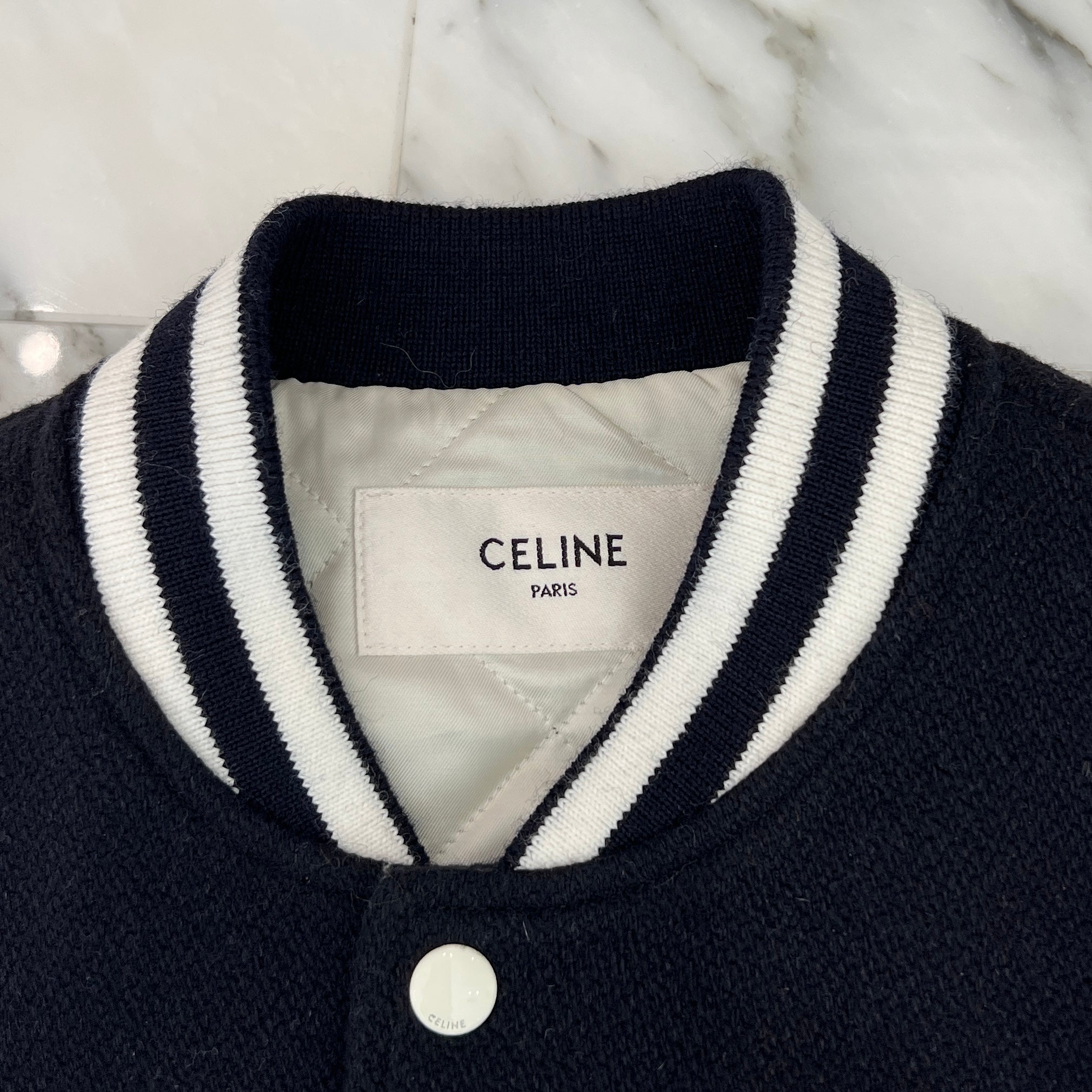 CELINE 2024AW Teddy Versity Jacket 2V29V896C.07MR Size 36 セリーヌ テディ バーシティジャケット サイズ36