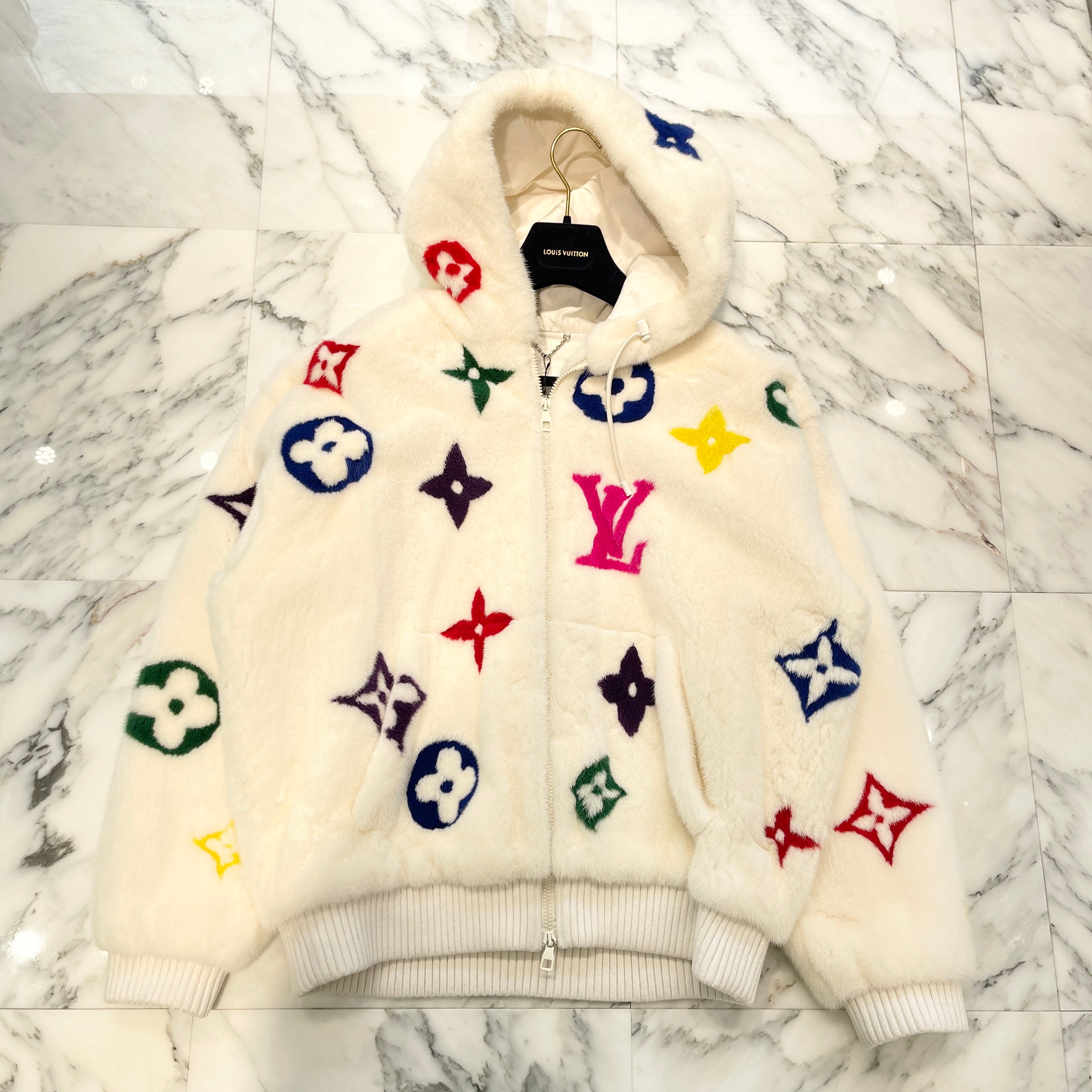 LOUIS VUITTON 2021AW Monogram Multi Mink Fur Zipped Blouson 1A96JM Size 48 ルイヴィトン モノグラム マルチ ミンクファー ジップドブルゾン ファージャケット サイズ48