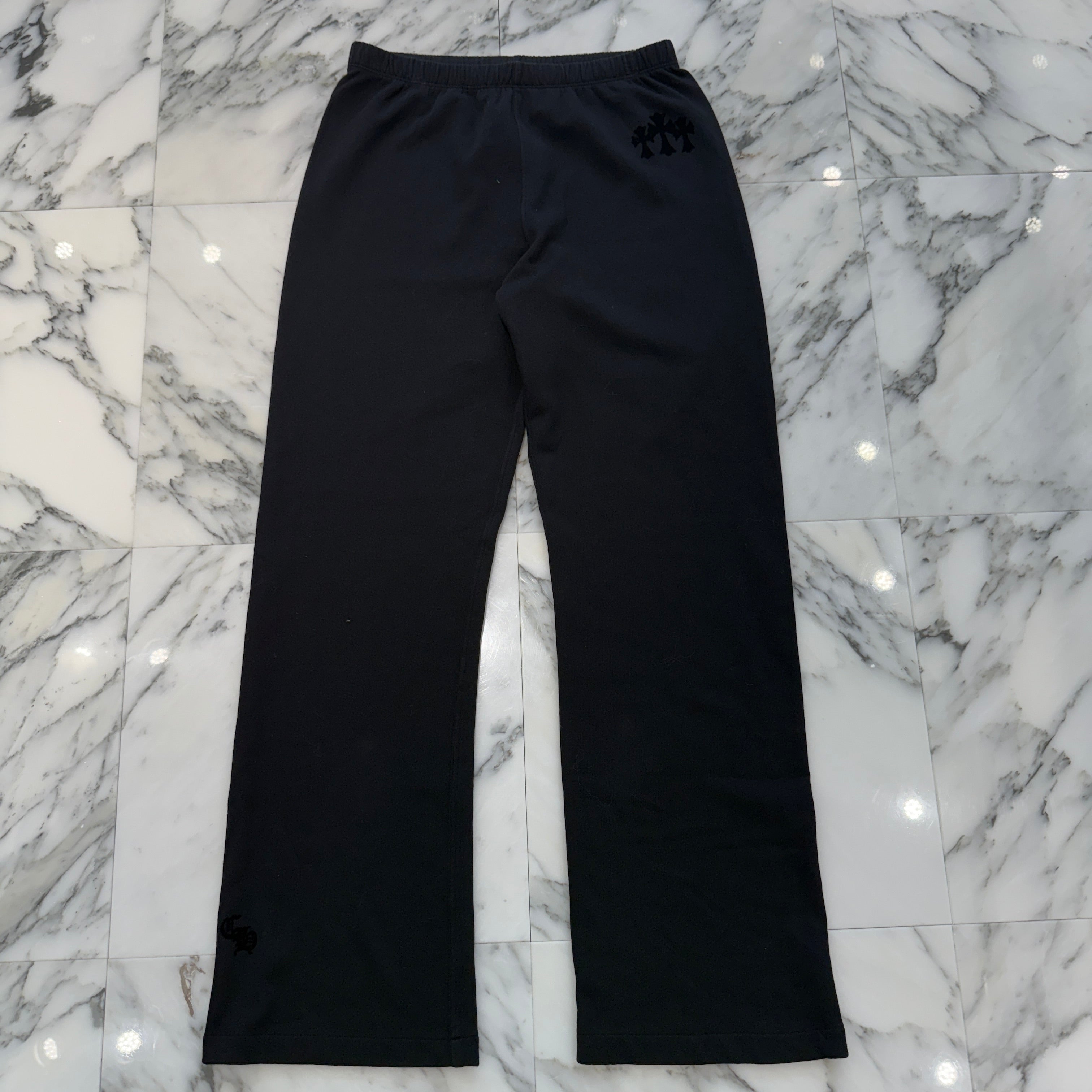 CHROME HEARTS Y NOT Cemetery Cross Flock Patch Sweat Pants Size L クロムハ―ツ ワイノット セメタリークロス フロッキーパッチ スウェットパンツ サイズL