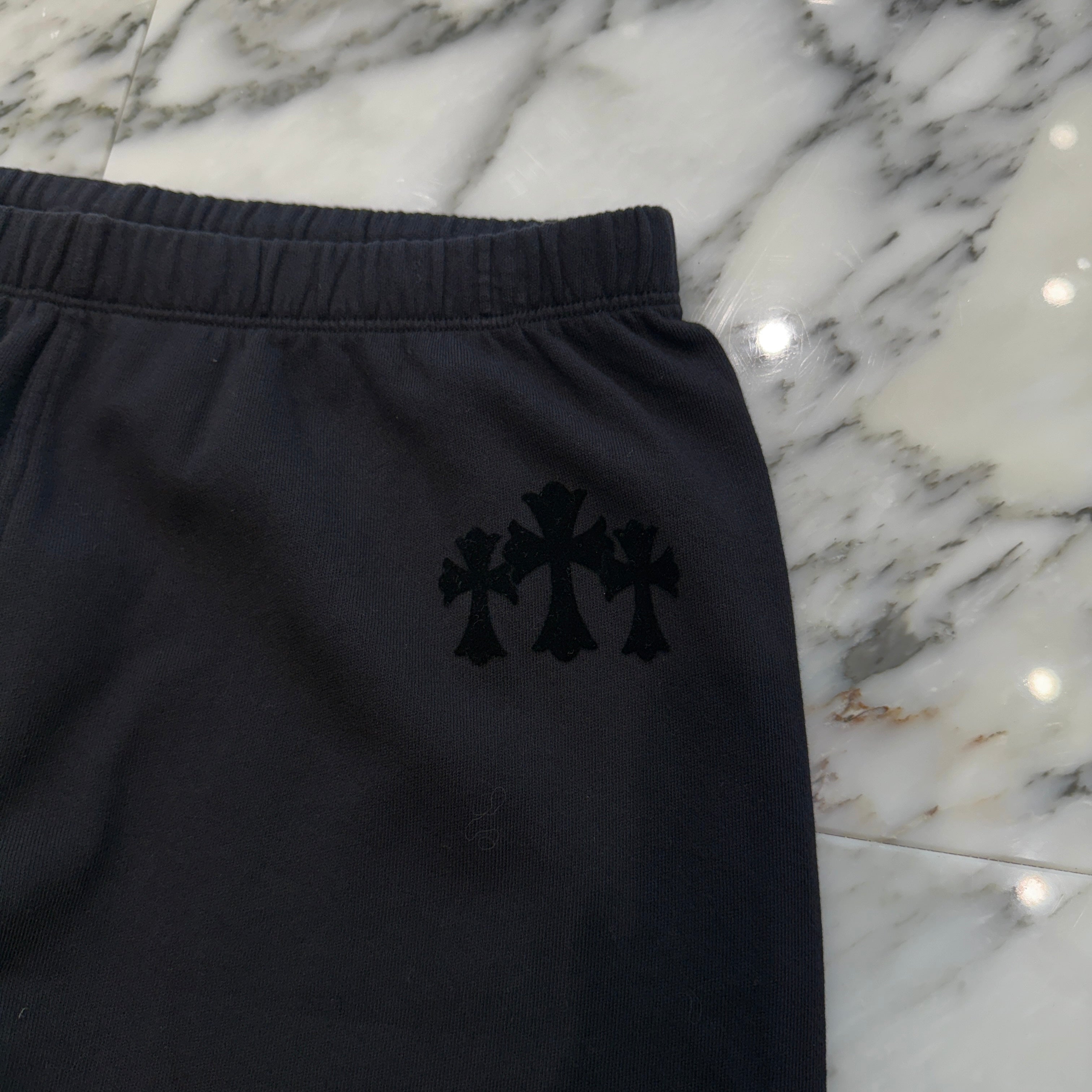 CHROME HEARTS Y NOT Cemetery Cross Flock Patch Sweat Pants Size M