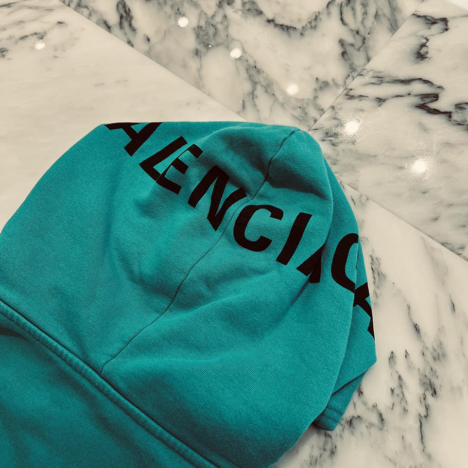 BALENCIAGA 2018AW Hooded Logo Print Pullover Hoodie 534301 TYK45 Size S バレンシアガ フーデッド ロゴプリント プルオーバー フーディ サイズS