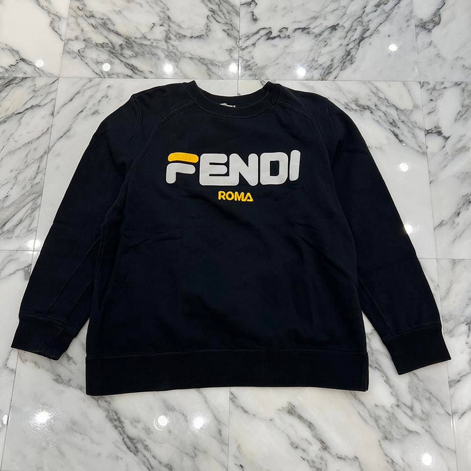 FENDI × FILA 2018AW Logo Embroidery Crewneck Sweat Shirt FS7067 A5GM Size L フェンディ × フィラ ロゴ刺繍 クルーネック スウェットシャツ サイズL