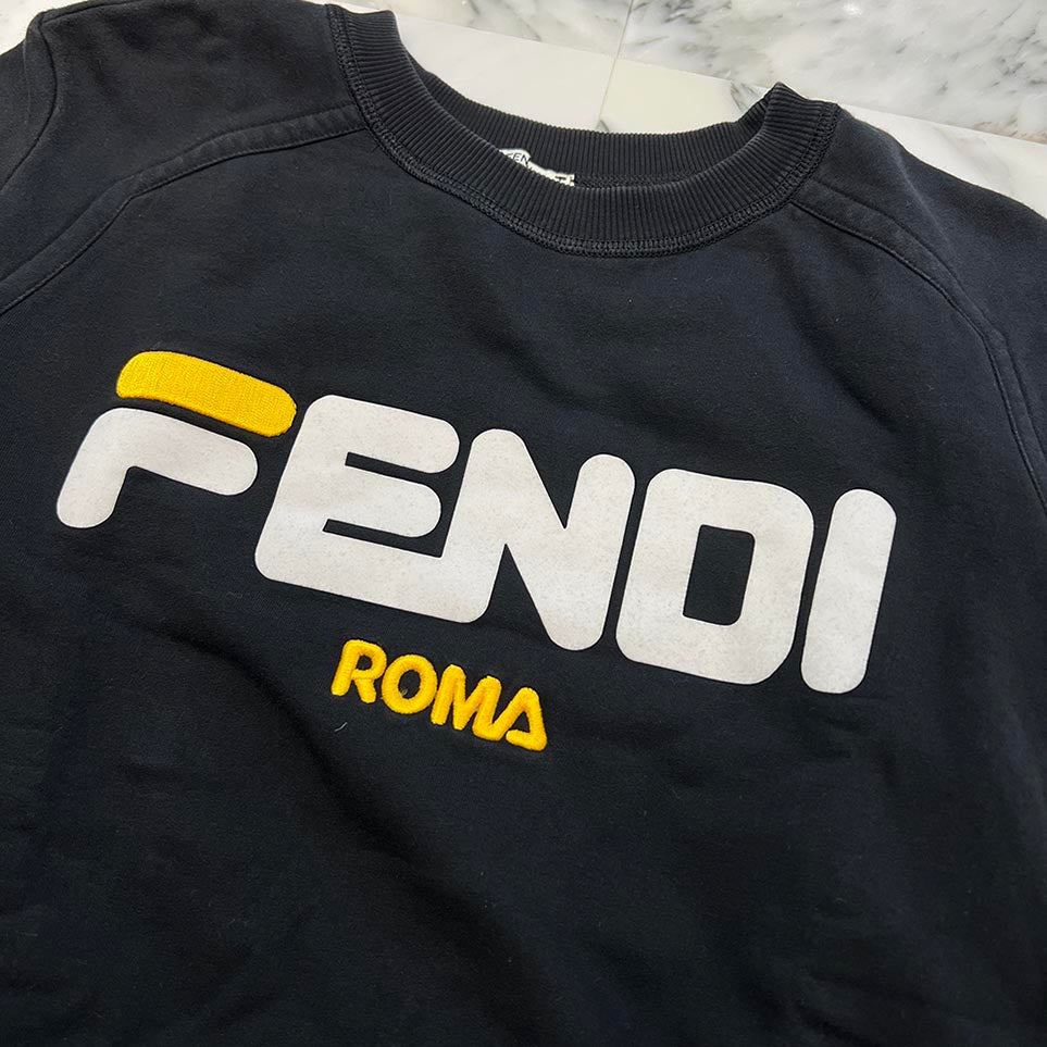 FENDI × FILA 2018AW Logo Embroidery Crewneck Sweat Shirt FS7067 A5GM Size L フェンディ × フィラ ロゴ刺繍 クルーネック スウェットシャツ サイズL
