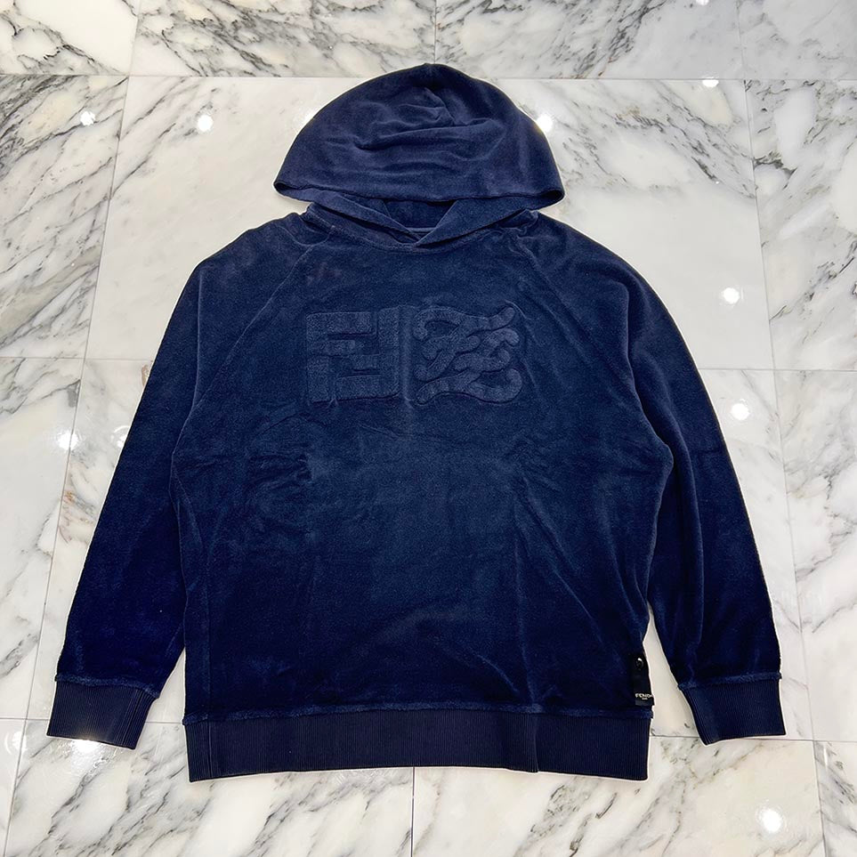 FENDI 2022SS Logo Sweat Pile Pullover Hoodie FY1102 A9RU Size S フェンディ ロゴ スウェット パイル地 プルオーバー フーディ サイズS