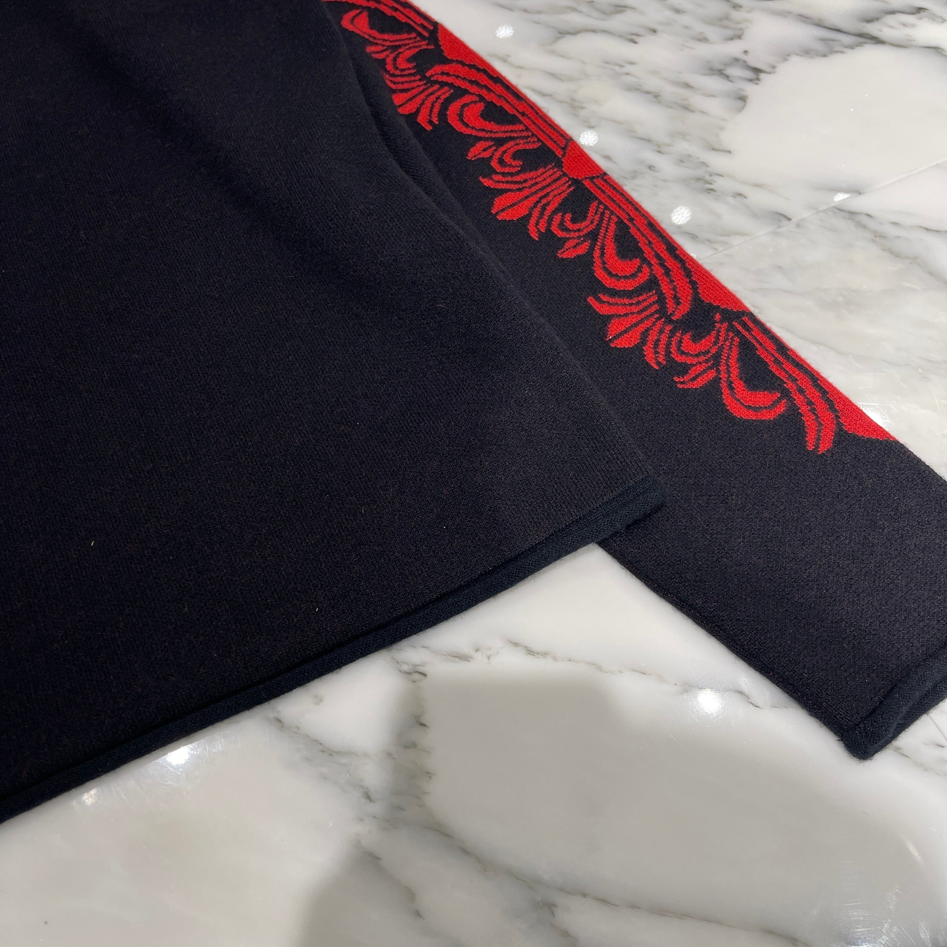 CHROME HEARTS Cemetery Cross Patent Leather Patch Cashmere Knit Sweater Size ONE SIZE（68～112） クロムハーツ セメタリークロス パテントレザーパッチ カシミヤ ニットセーター サイズONE SIZE（68～112）