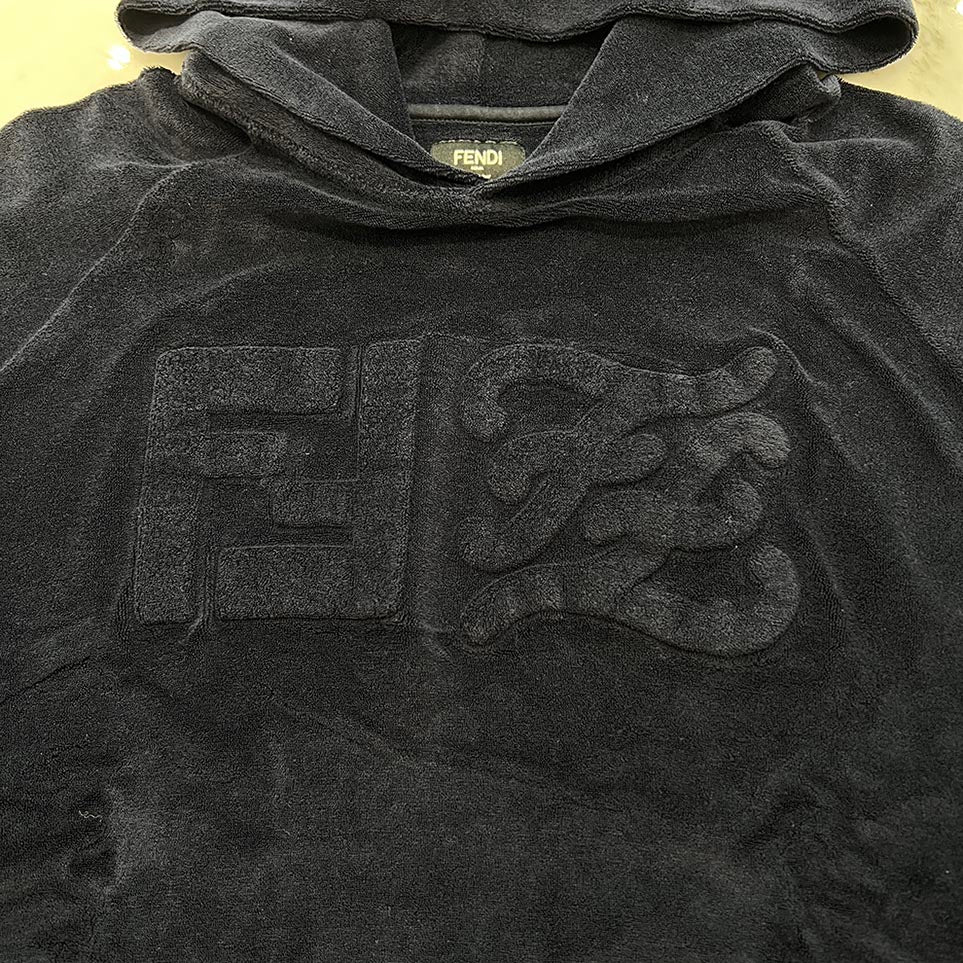 FENDI 2022SS Logo Sweat Pile Pullover Hoodie FY1102 A9RU Size S フェンディ ロゴ スウェット パイル地 プルオーバー フーディ サイズS