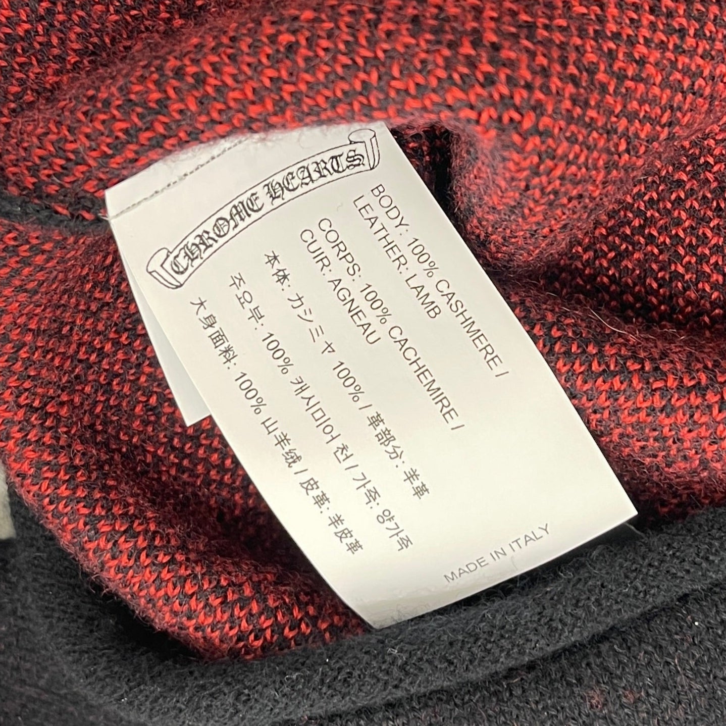 CHROME HEARTS Cemetery Cross Patent Leather Patch Cashmere Knit Sweater Size ONE SIZE（68～112） クロムハーツ セメタリークロス パテントレザーパッチ カシミヤ ニットセーター サイズONE SIZE（68～112）