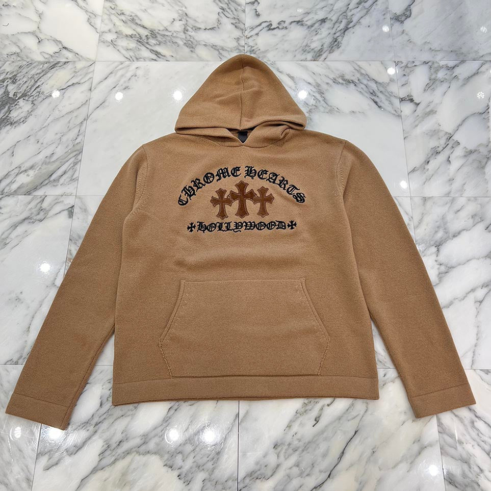 CHROME HEARTS Y NOT King Taco 3Cemetery Cross Cashmere Pullover Hoodie Size M クロムハーツ ワイノット キングタコ 3セメタリークロス カシミアプルオーバーフーディー サイズM