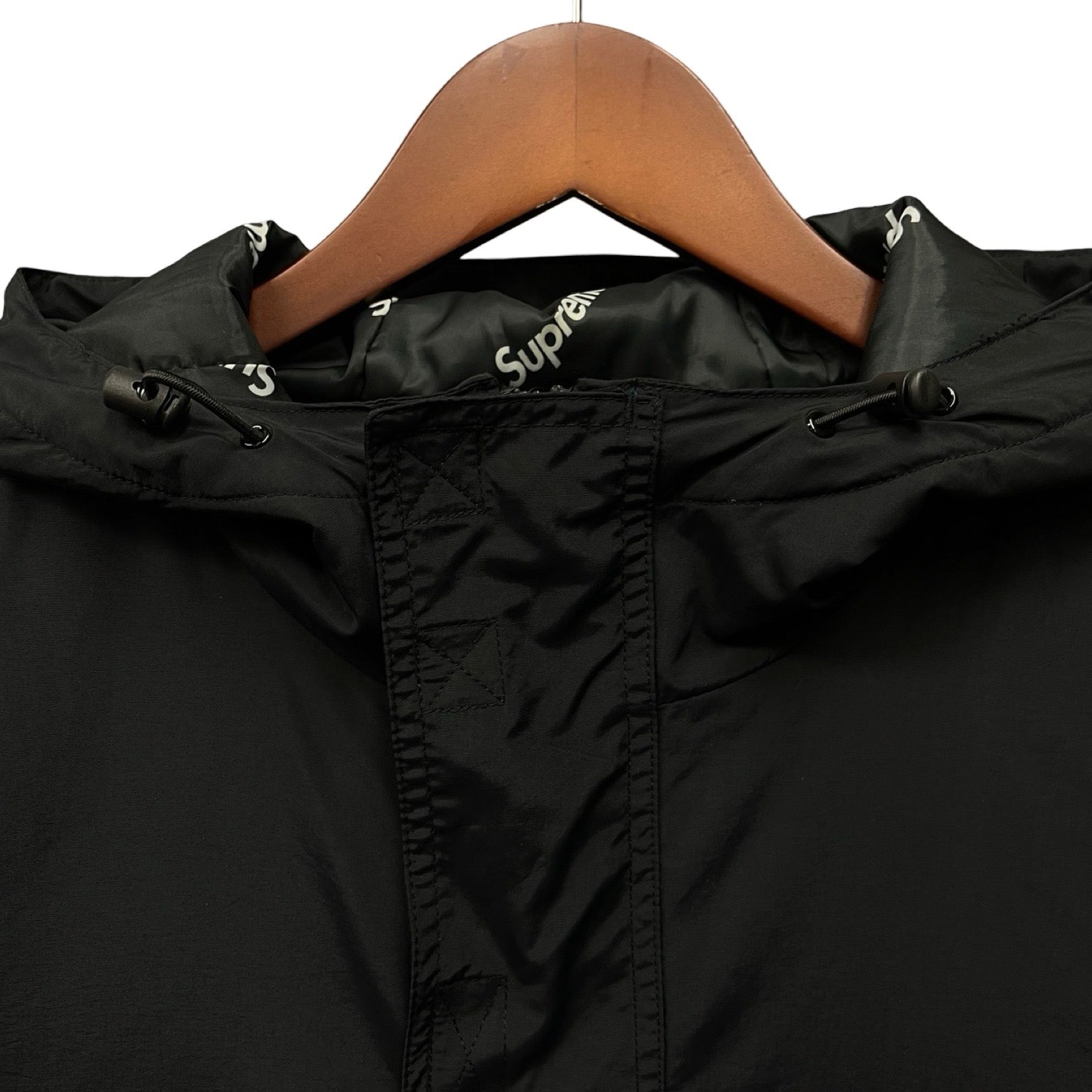 Supreme 2017AW Logo Half Zip Nylon Hooded Jacket Size XL