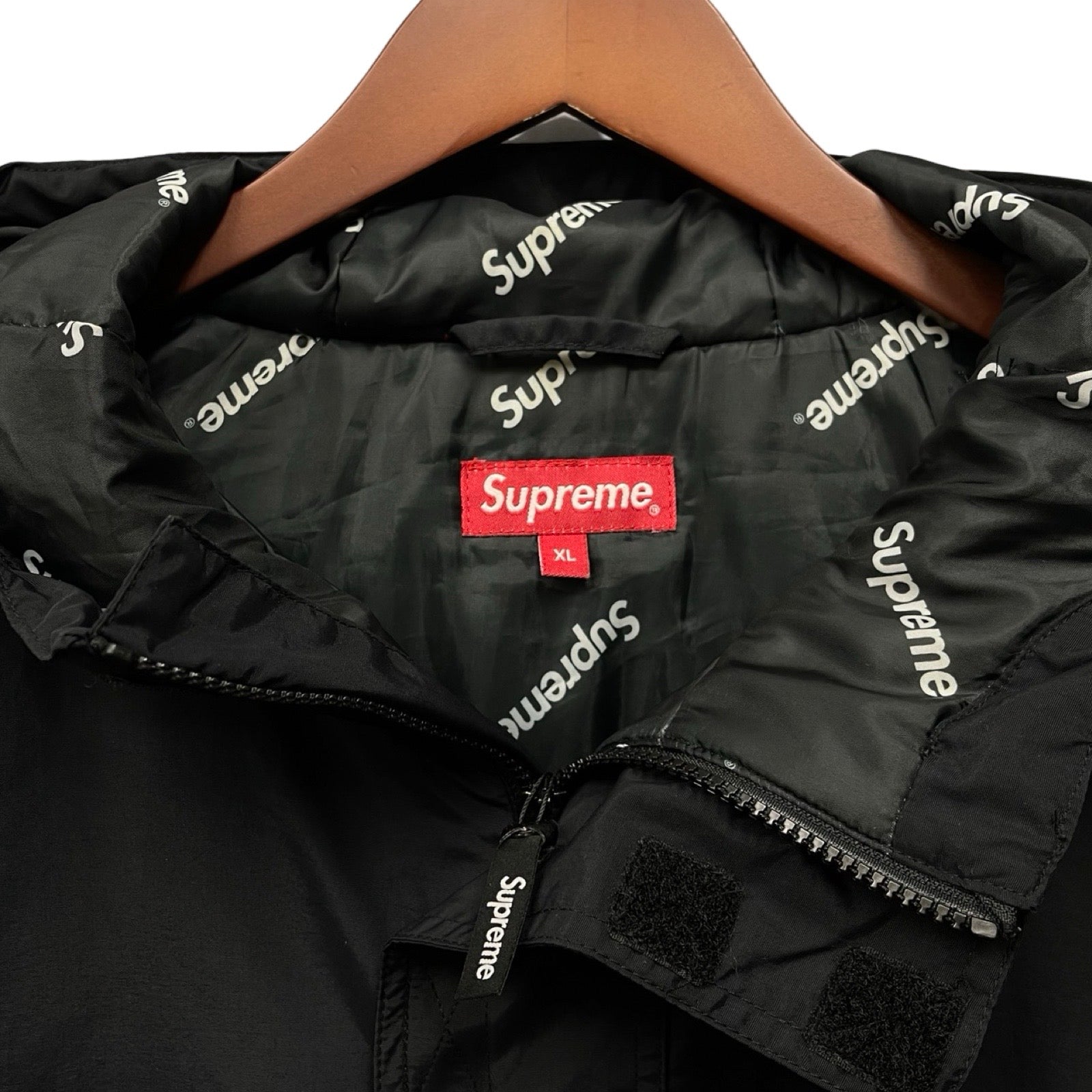 Supreme 2017AW Logo Half Zip Nylon Hooded Jacket Size XL