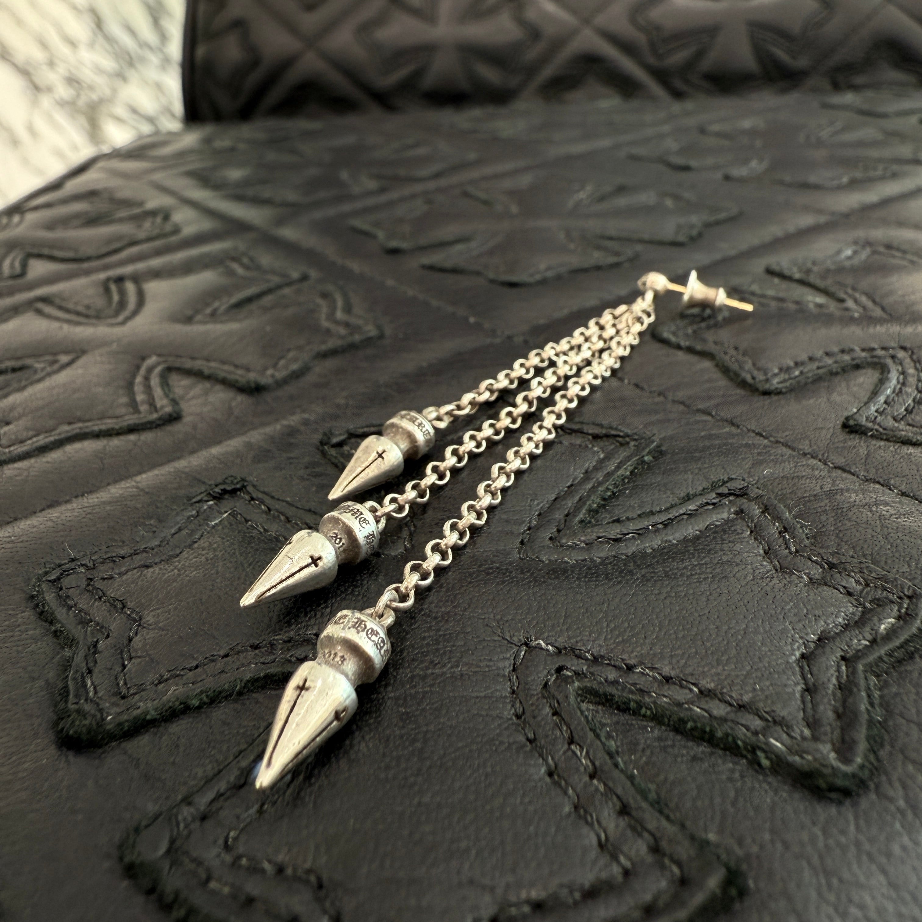 CHROME HEARTS Chain Spike 3 Drop Earring クロムハーツ チェーンスパイク 3ドロップ イヤリング ピアス