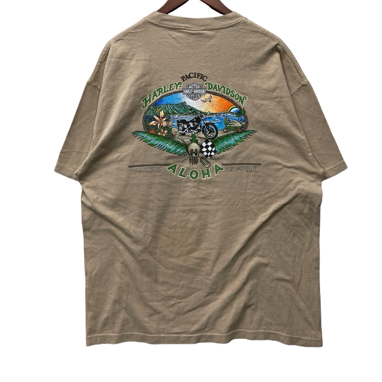 Vintage 90's Harley-Davidson "PACIFIC ALOHA" Waikiki Hawaii 1999 S/S Tee Size XL