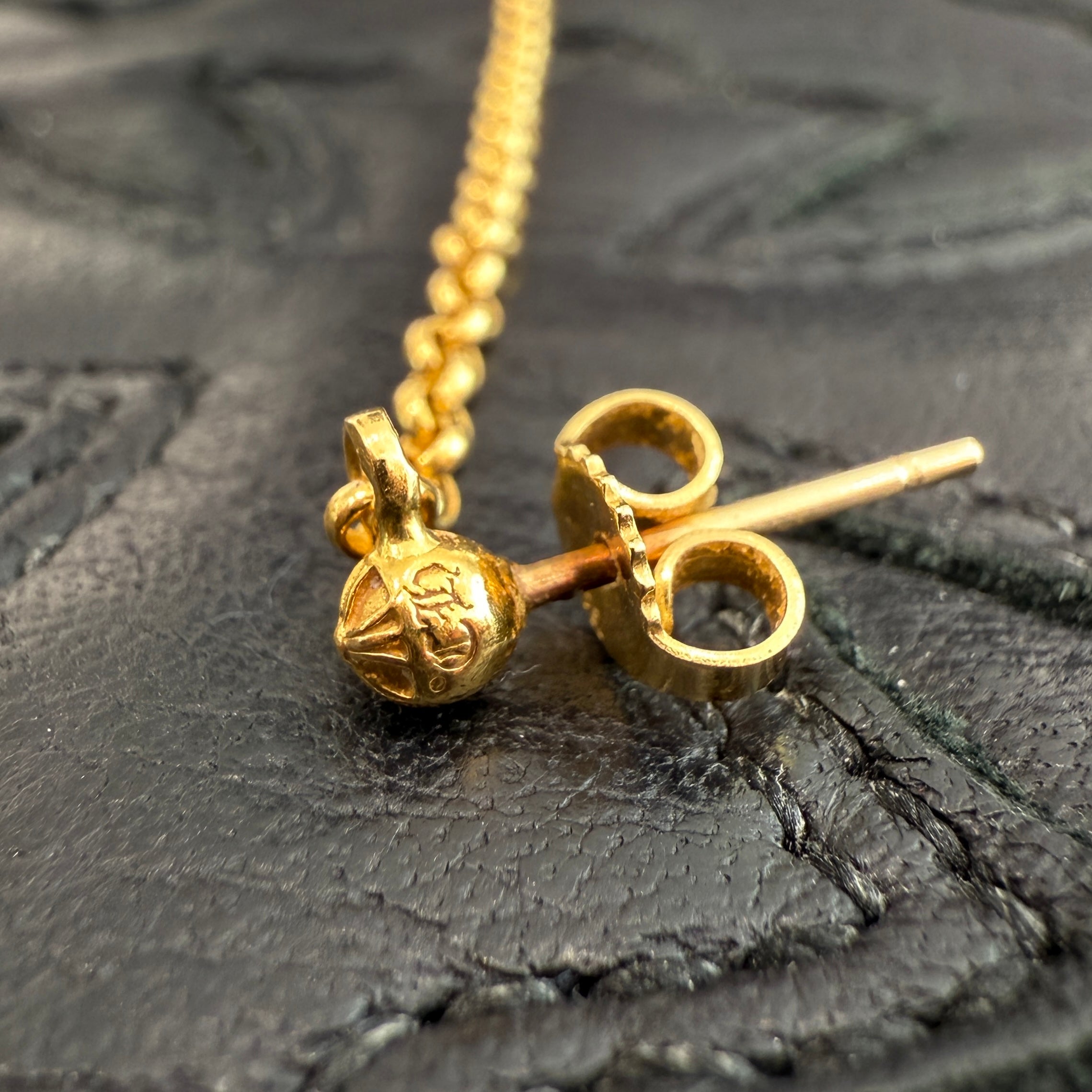 CHROME HEARTS 22K Chain Spike 1 Drop Earring クロムハーツ 22K チェーンスパイク 1ドロップ イヤリング ピアス