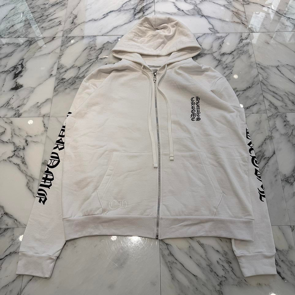 CHROME HEARTS Vertical Logo Zip Up Hoodie Size L クロムハーツ ヴァーティカルロゴ ジップアップ フーディー サイズL