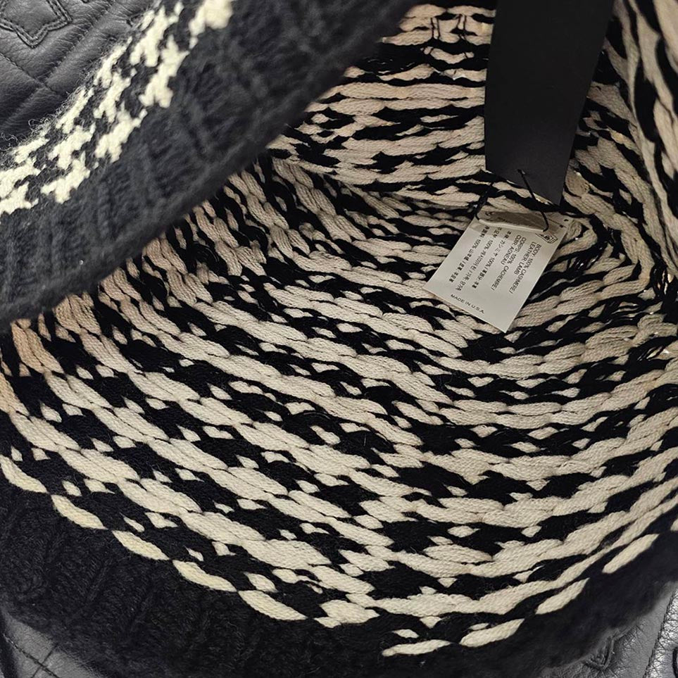 CHROME HEARTS 3 Cross Leather Patch Houndstooth Pattern Cashmere Beanie Size ONE SIZE (53-60) クロムハーツ 3クロスレザーパッチ ハウンドトゥースパターン カシミアビーニー サイズONE SIZE (53-60)