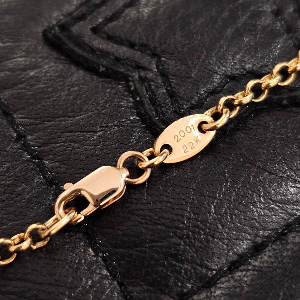 CHROME HEARTS 22K Safety Pin 1 Diamond Roll Chain Necklace Size 16 Inch クロムハーツ 22K セーフティピン 1ダイヤモンド ロールチェーン ネックレス 16インチ