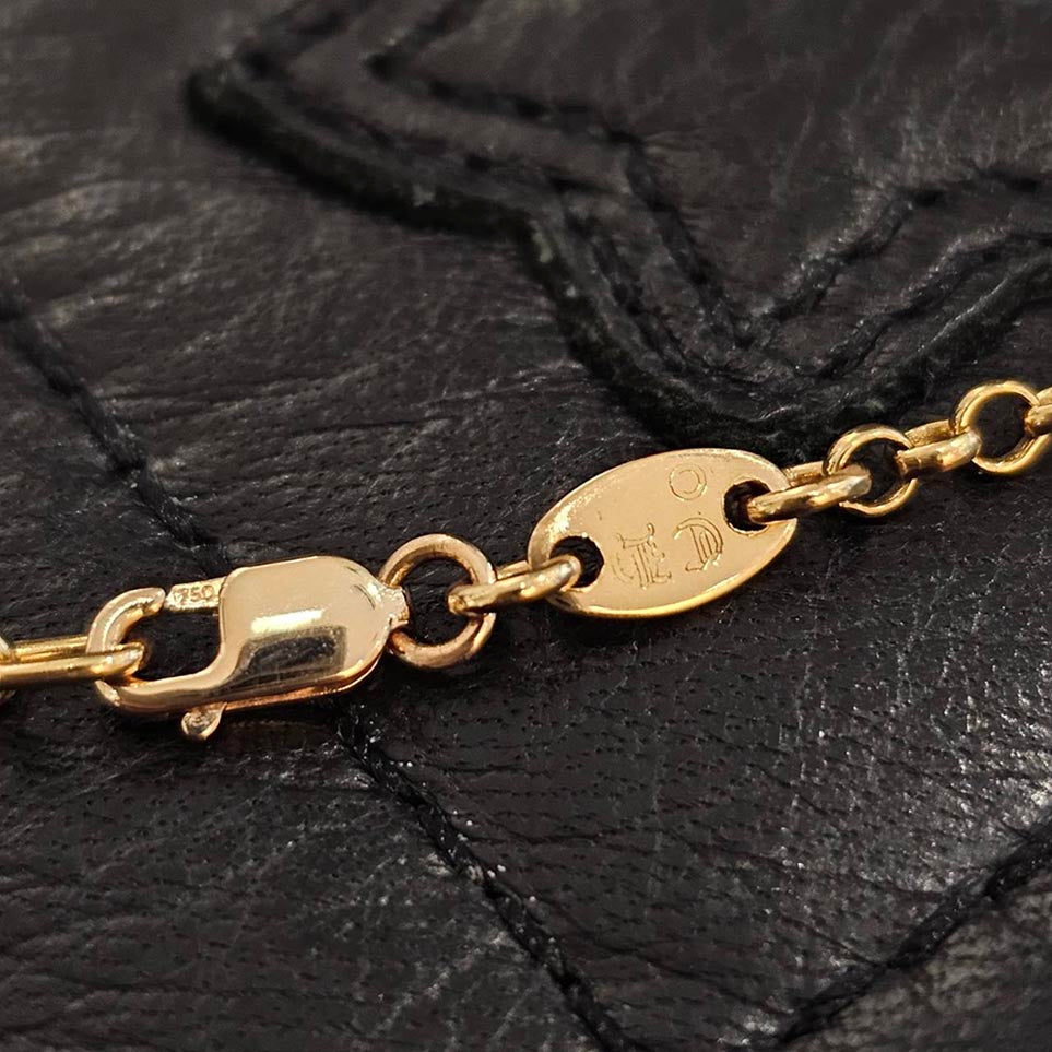 CHROME HEARTS 22K Safety Pin 1 Diamond Roll Chain Necklace Size 16 Inch クロムハーツ 22K セーフティピン 1ダイヤモンド ロールチェーン ネックレス 16インチ