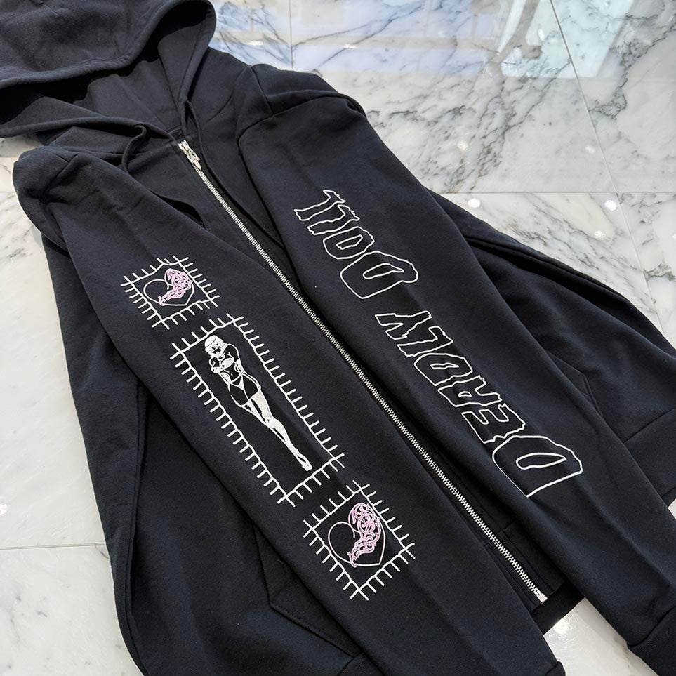 CHROME HEARTS × DEADLLY DOLL 2025AW Vine Dagger Horseshoe Print Zip Up Hoodie Size L クロムハーツ×デッドリードール ヴァインダガー ホースシュープリント ジップアップフーディ サイズL