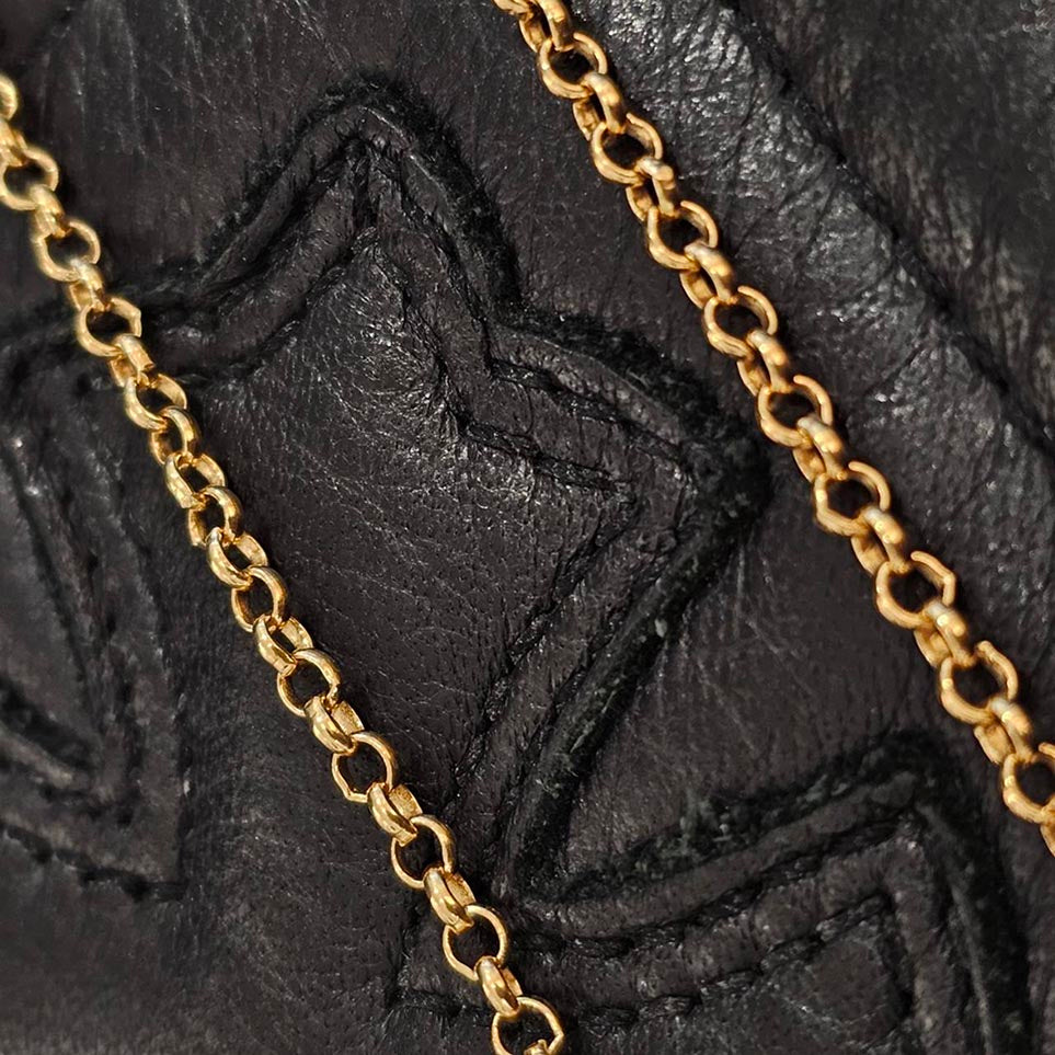 CHROME HEARTS 22K Safety Pin 1 Diamond Roll Chain Necklace Size 16 Inch クロムハーツ 22K セーフティピン 1ダイヤモンド ロールチェーン ネックレス 16インチ