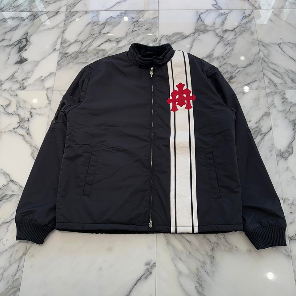 CHROME HEARTS Red 3 Cross Leather Patch Racing Zip Up Jacket Size M クロムハーツ レッド3クロス レザーパッチ レーシング ジップアップ ジャケット サイズM