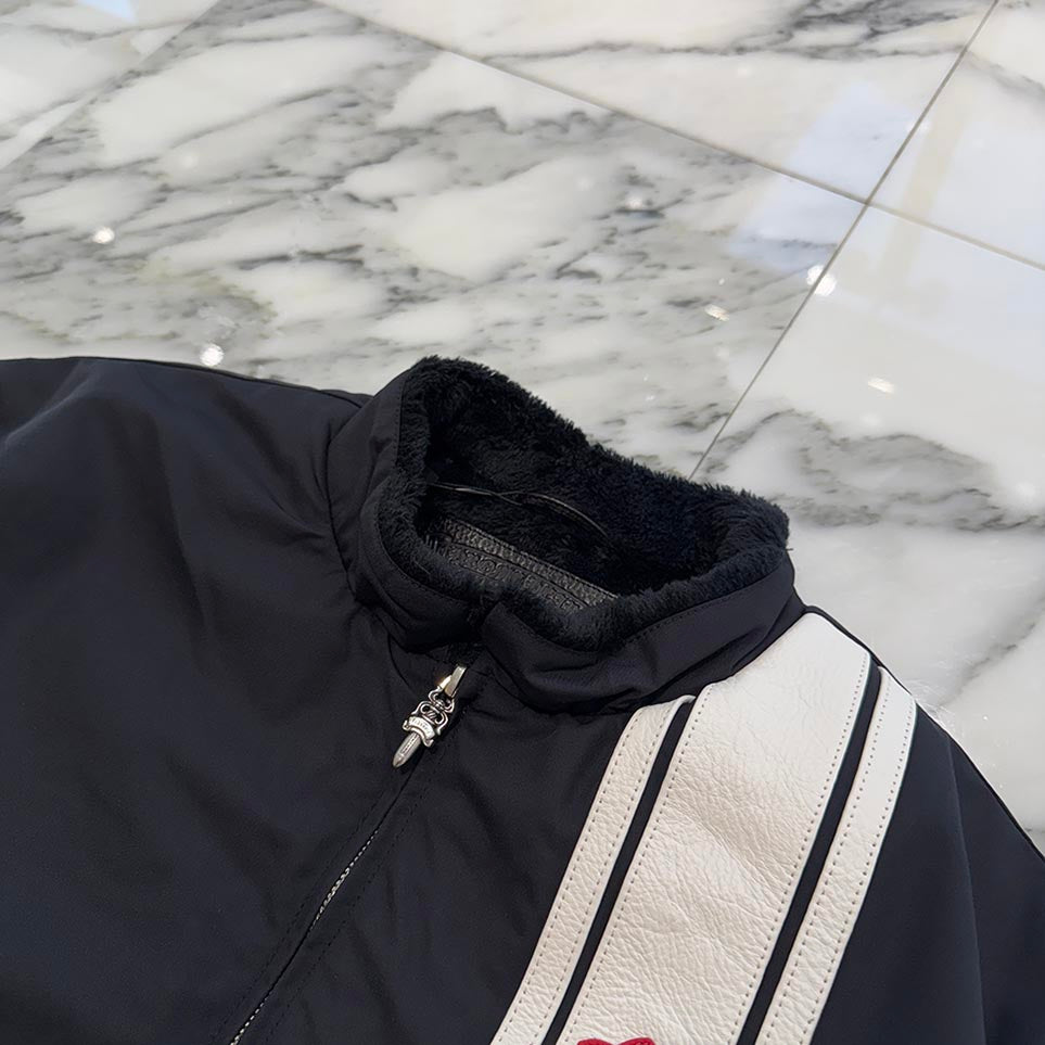 CHROME HEARTS Red 3 Cross Leather Patch Racing Zip Up Jacket Size L クロムハーツ レッド3クロス レザーパッチ レーシング ジップアップ ジャケット サイズL