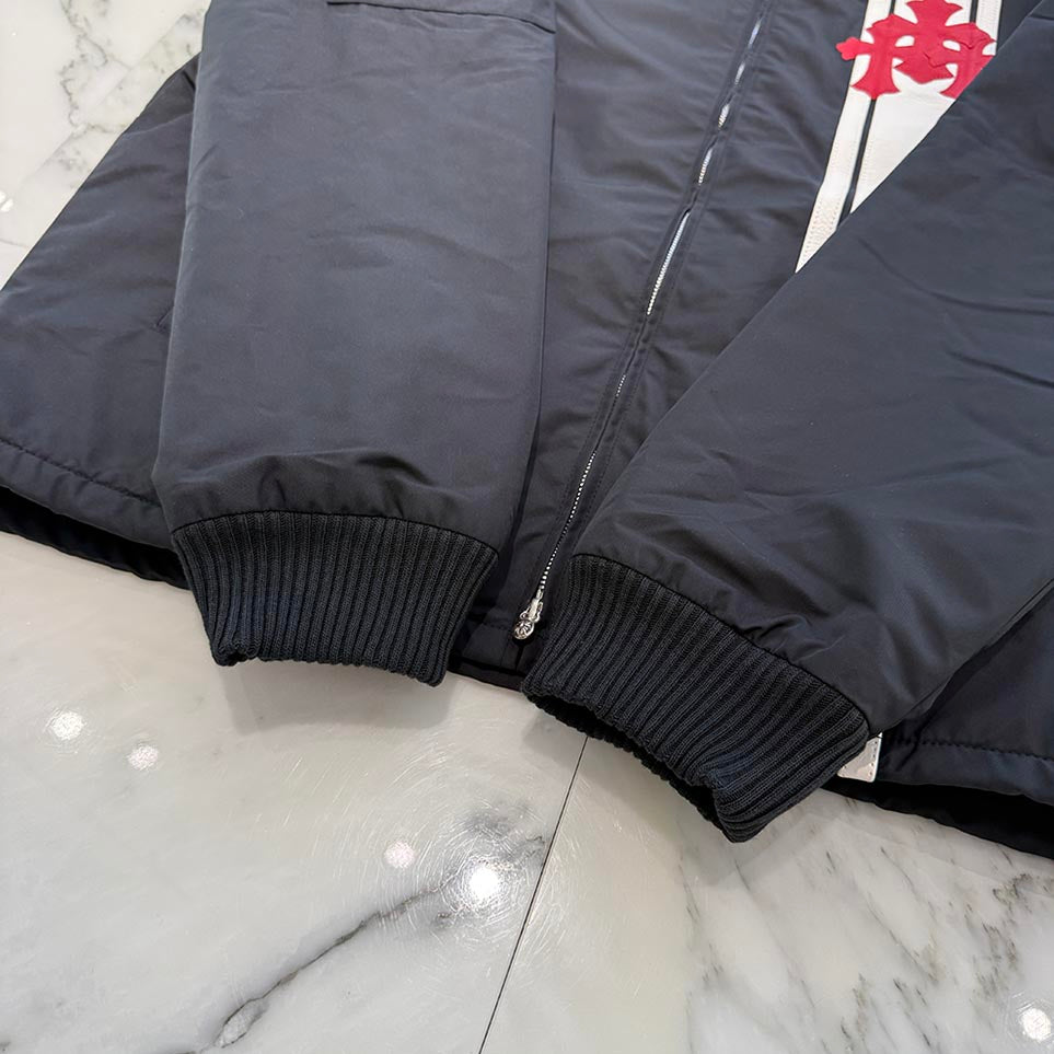 CHROME HEARTS Red 3 Cross Leather Patch Racing Zip Up Jacket Size L クロムハーツ レッド3クロス レザーパッチ レーシング ジップアップ ジャケット サイズL