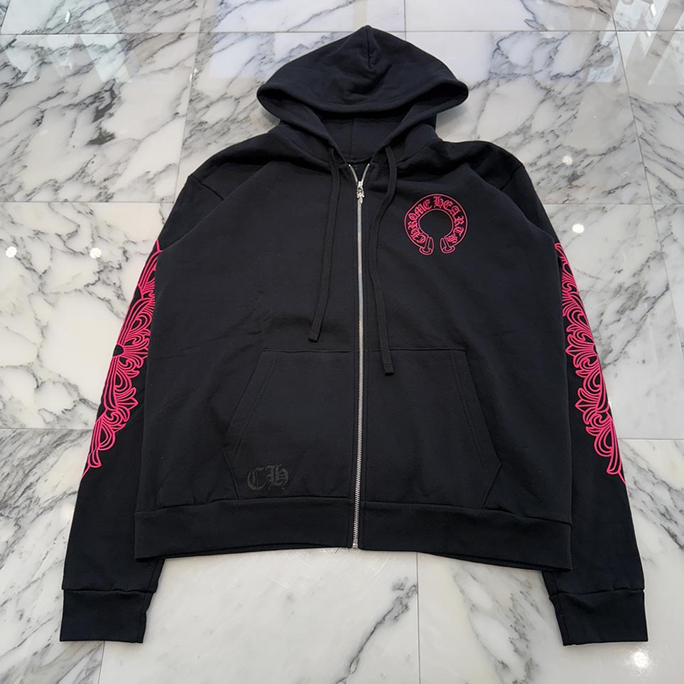 CHROME HEARTS 2025AW Floral Cross Horseshoe Zip Up Hoodie Size L クロムハーツ フローラルクロス ホースシュー ジップアップフーディ サイズL