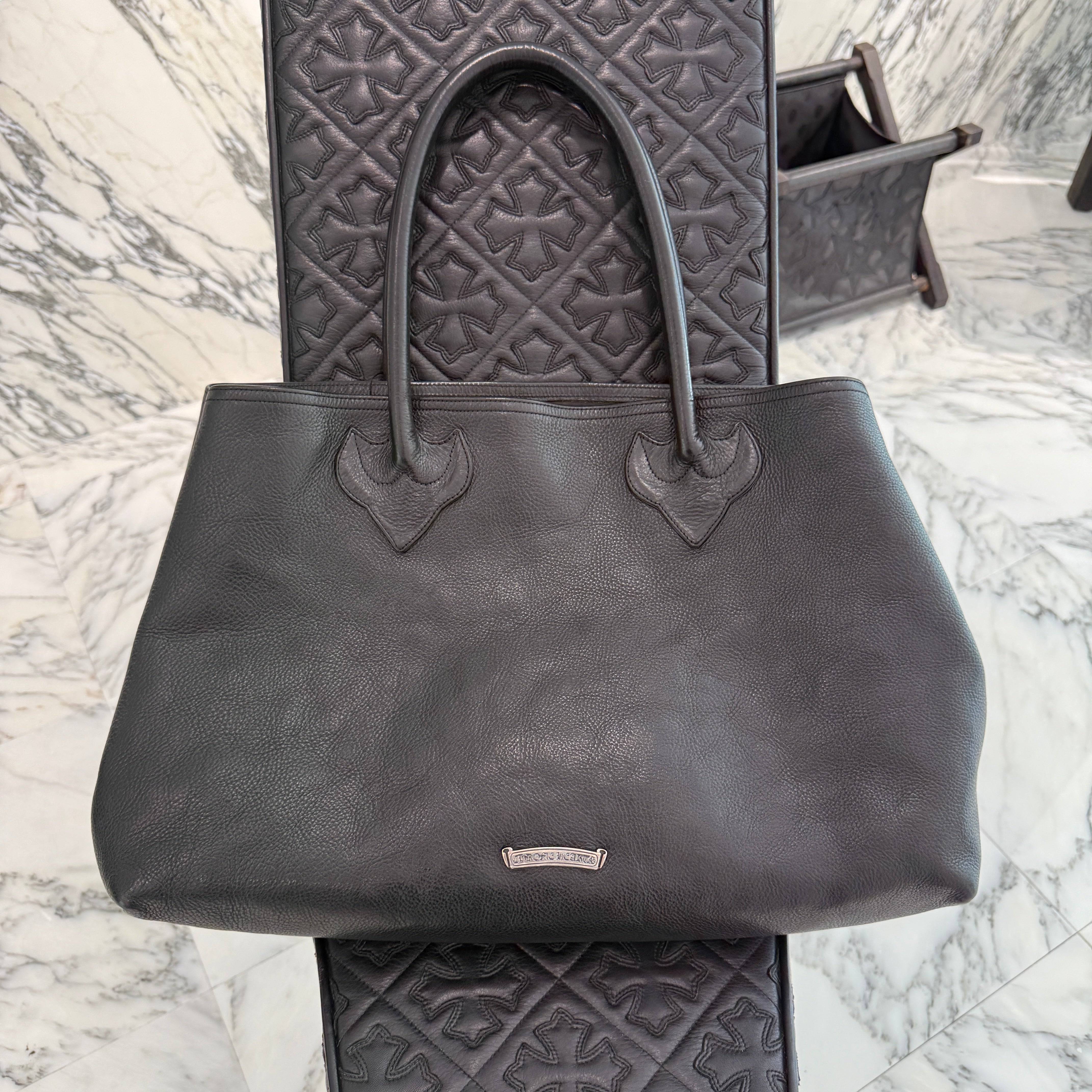 CHROME HEARTS 3 Cemetery Cross Patch FS Leather Tote Bag クロムハーツ 3セメタリークロスパッチ FS レザートートバッグ