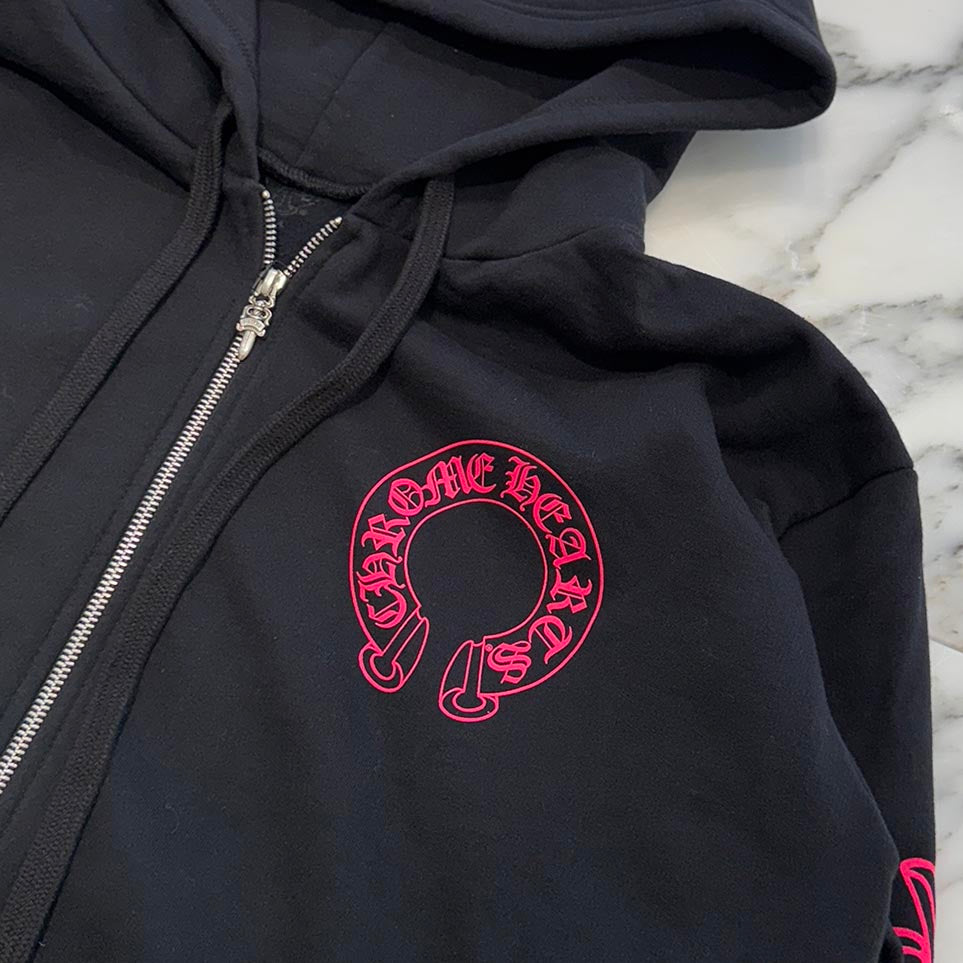 CHROME HEARTS 2025AW Floral Cross Horseshoe Zip Up Hoodie Size L クロムハーツ フローラルクロス ホースシュー ジップアップフーディ サイズL