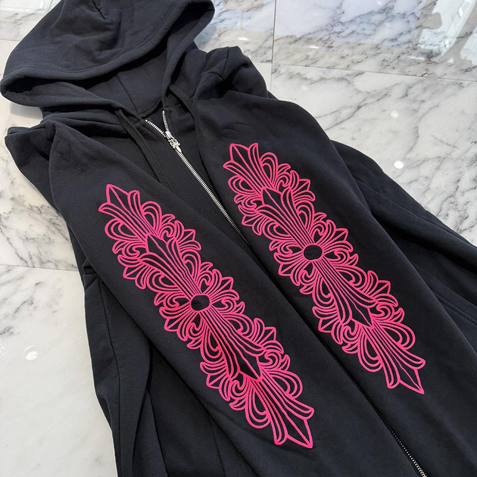 CHROME HEARTS 2025AW Floral Cross Horseshoe Zip Up Hoodie Size L クロムハーツ フローラルクロス ホースシュー ジップアップフーディ サイズL