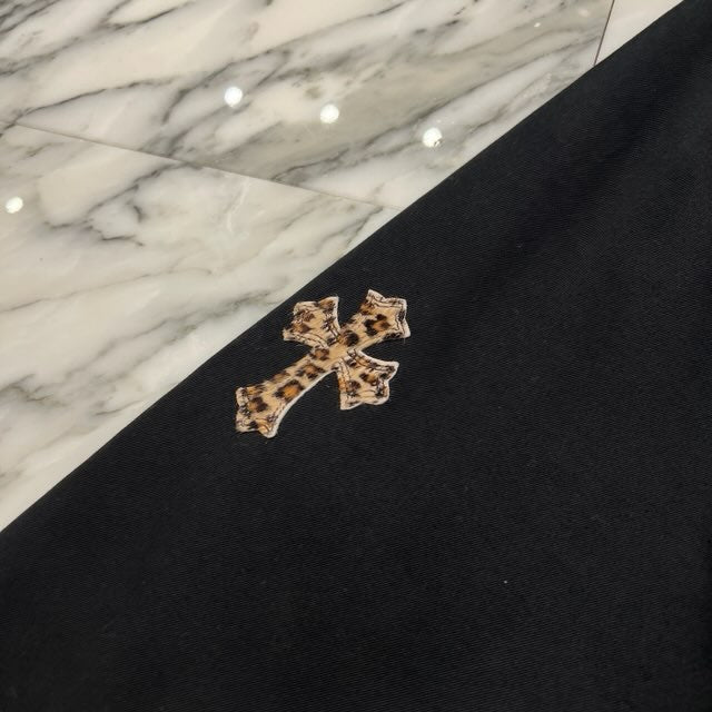 CHROME HEARTS Y NOT Leopard Leather Cross Patch WORK DOG Jacket Size XXL クロムハーツ ワイノット レオパード レザークロスパッチ ワークドッグ ジャケット サイズXXL