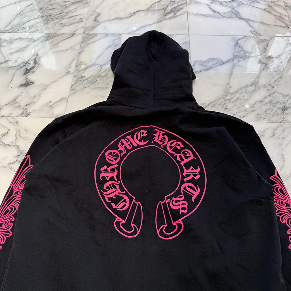 CHROME HEARTS 2025AW Floral Cross Horseshoe Zip Up Hoodie Size L クロムハーツ フローラルクロス ホースシュー ジップアップフーディ サイズL