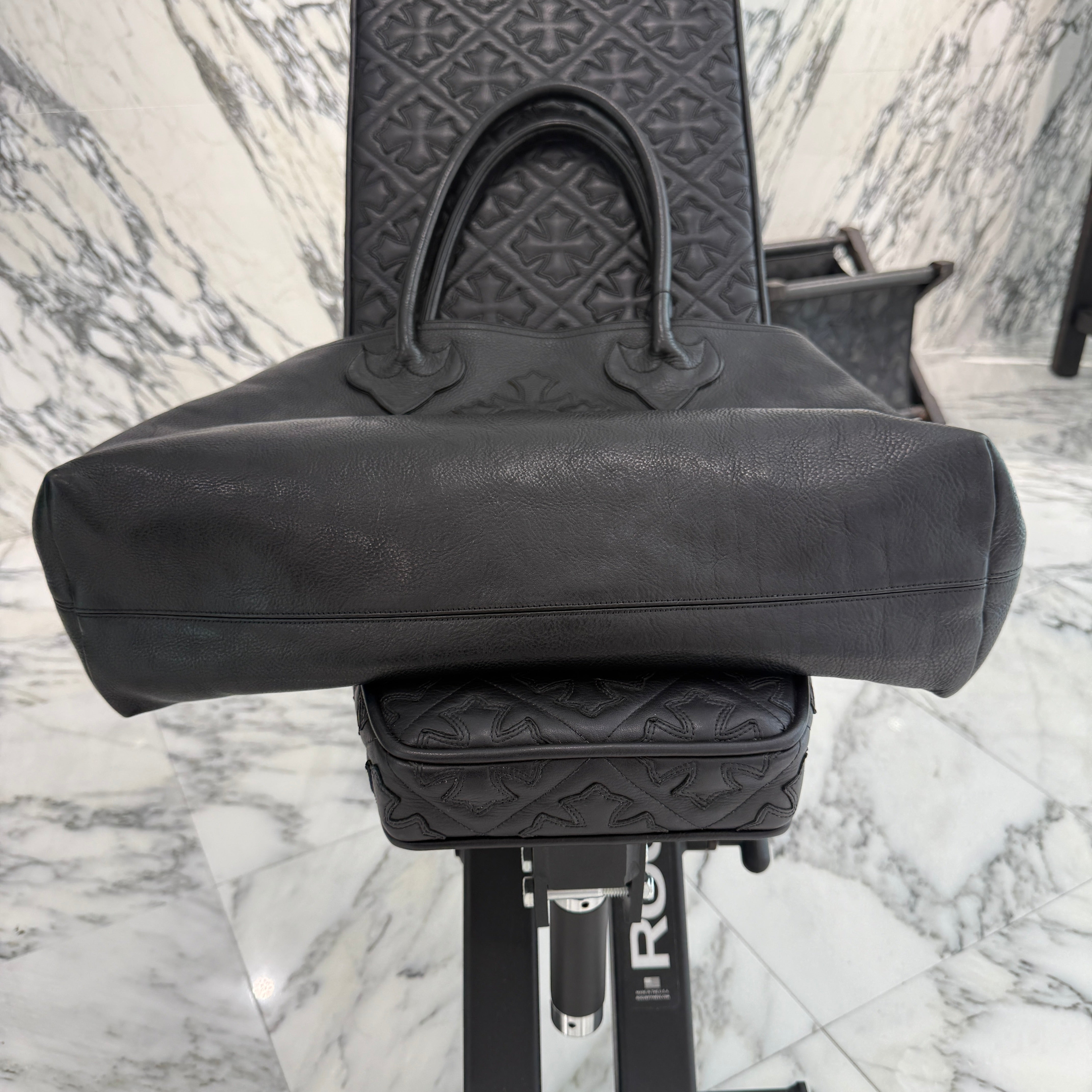 CHROME HEARTS 3 Cemetery Cross Patch FS Leather Tote Bag クロムハーツ 3セメタリークロスパッチ FS レザートートバッグ