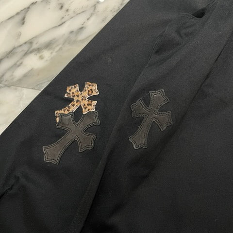 CHROME HEARTS Y NOT Leopard Leather Cross Patch WORK DOG Jacket Size XXL クロムハーツ ワイノット レオパード レザークロスパッチ ワークドッグ ジャケット サイズXXL