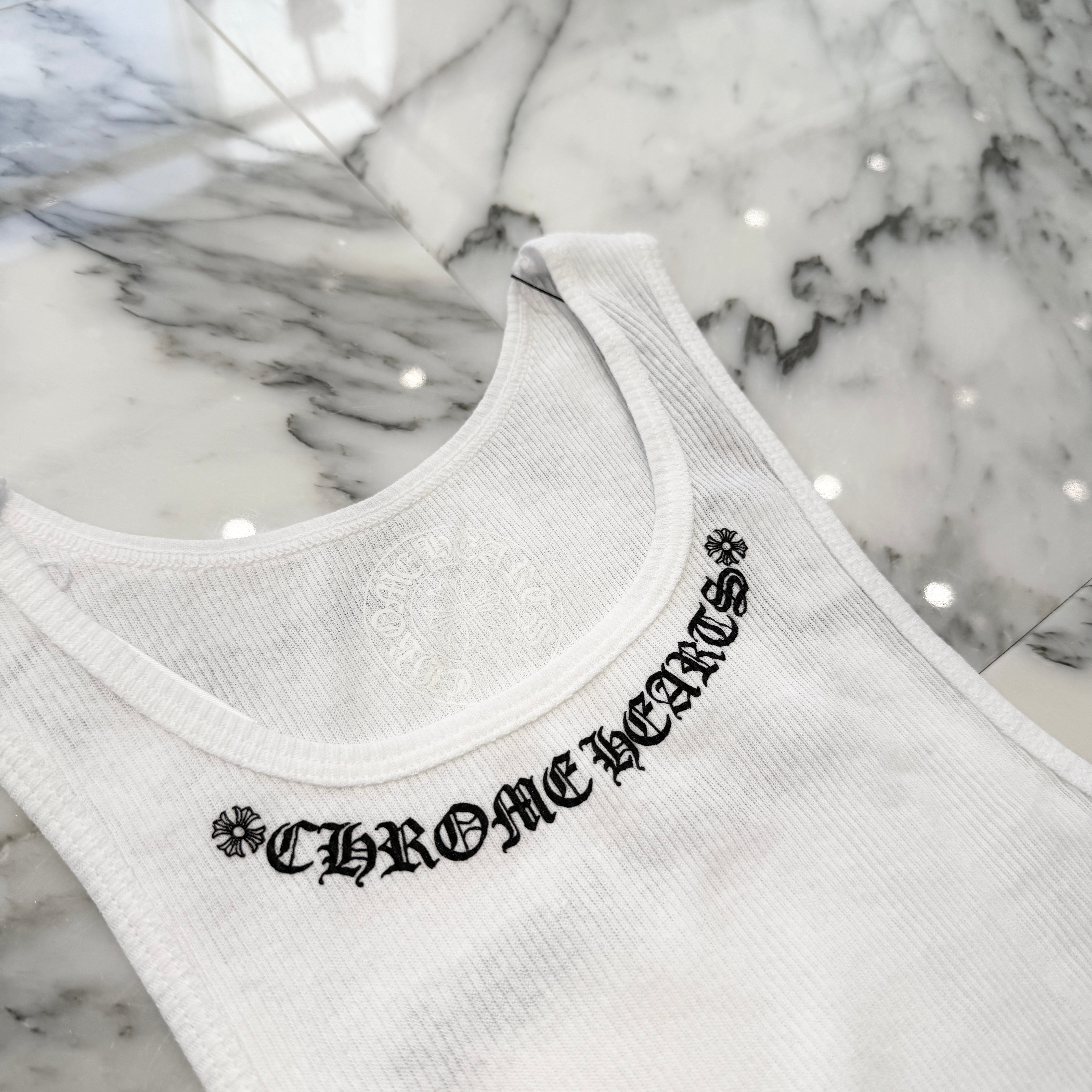 CHROME HEARTS Viny Heart "Love You" Rib Tank Top Size S クロムハ―ツ ヴィニーハート "ラブユー" リブ タンクトップ サイズS