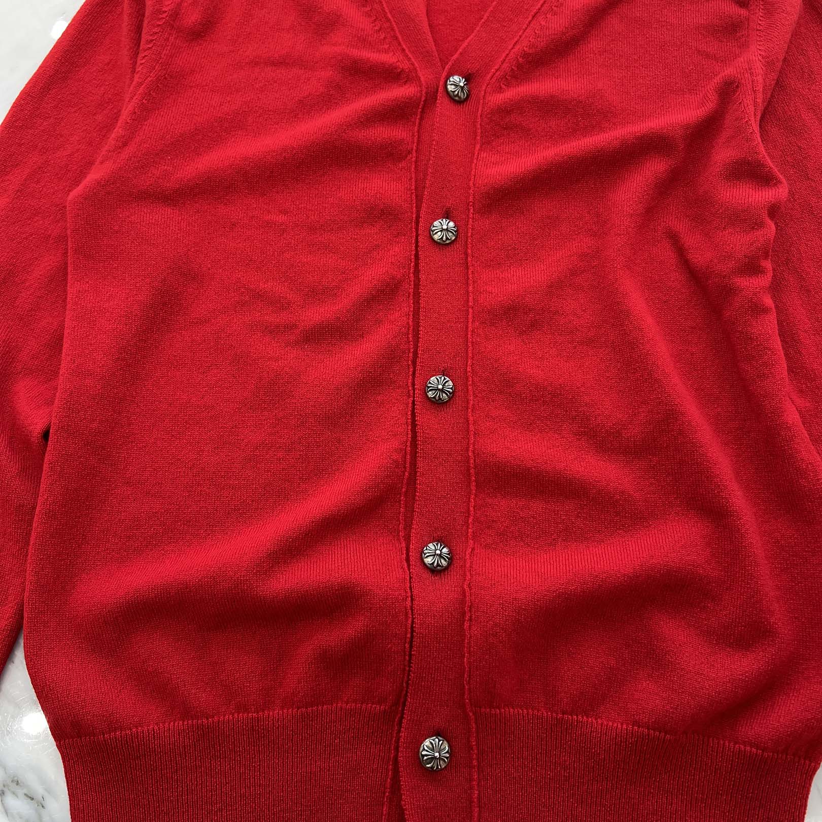 CHROME HEARTS × COMME des GARCONS Cross Ball Button Cashmere Knit Cardigan Size M クロムハーツ × コムデギャルソン クロスボールボタン カシミア ニットカーディガン サイズM